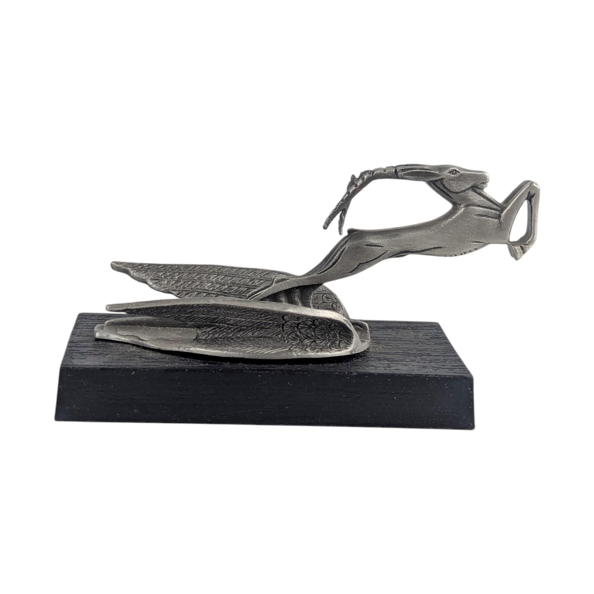 Vintage 1982 Chrysler Hood Ornament: Franklin Mint Pewter Leaping Gazelle Sculpture