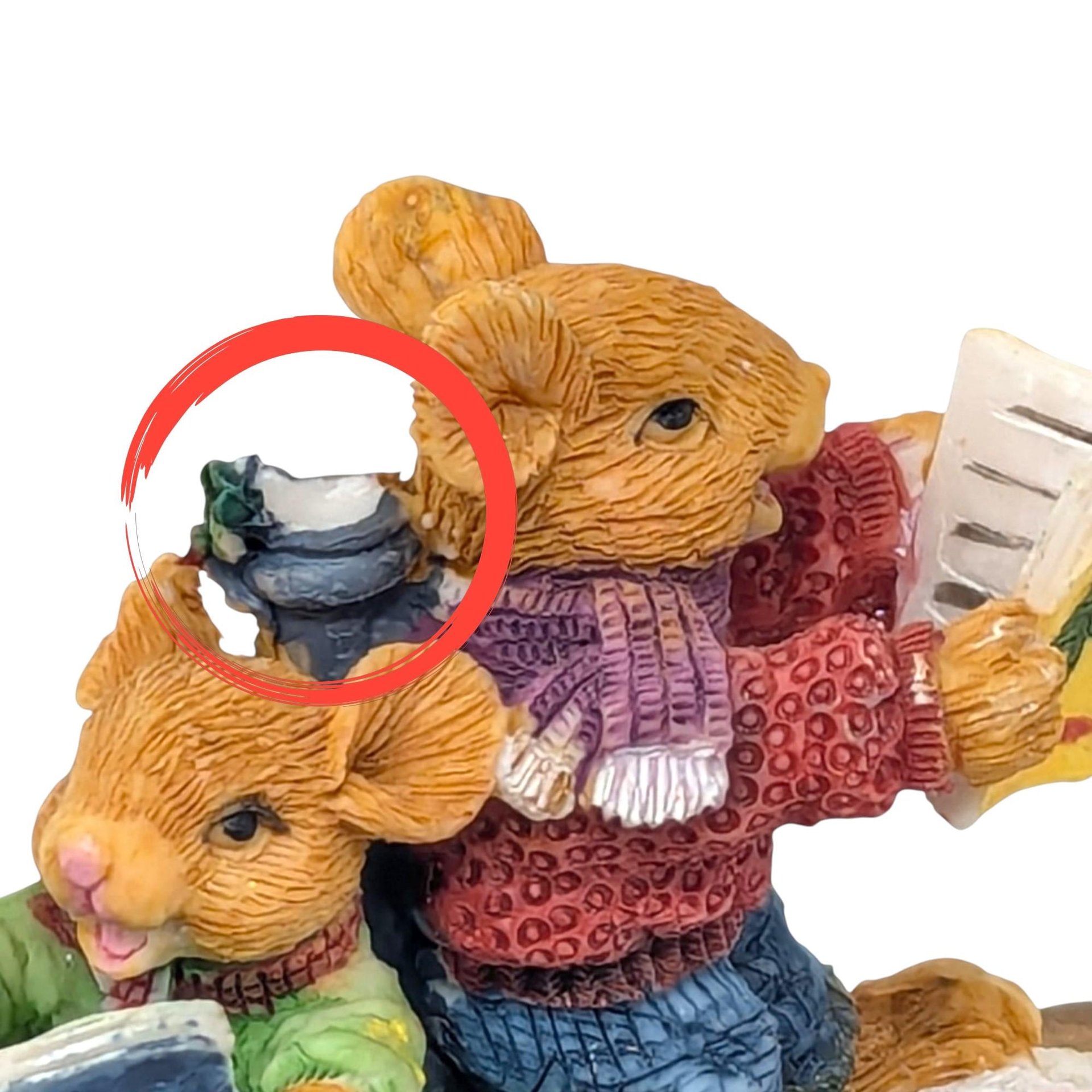 Vintage K's Collection Stocking Holder Set: 4pc Santa Caroler Bear Mouse Figures