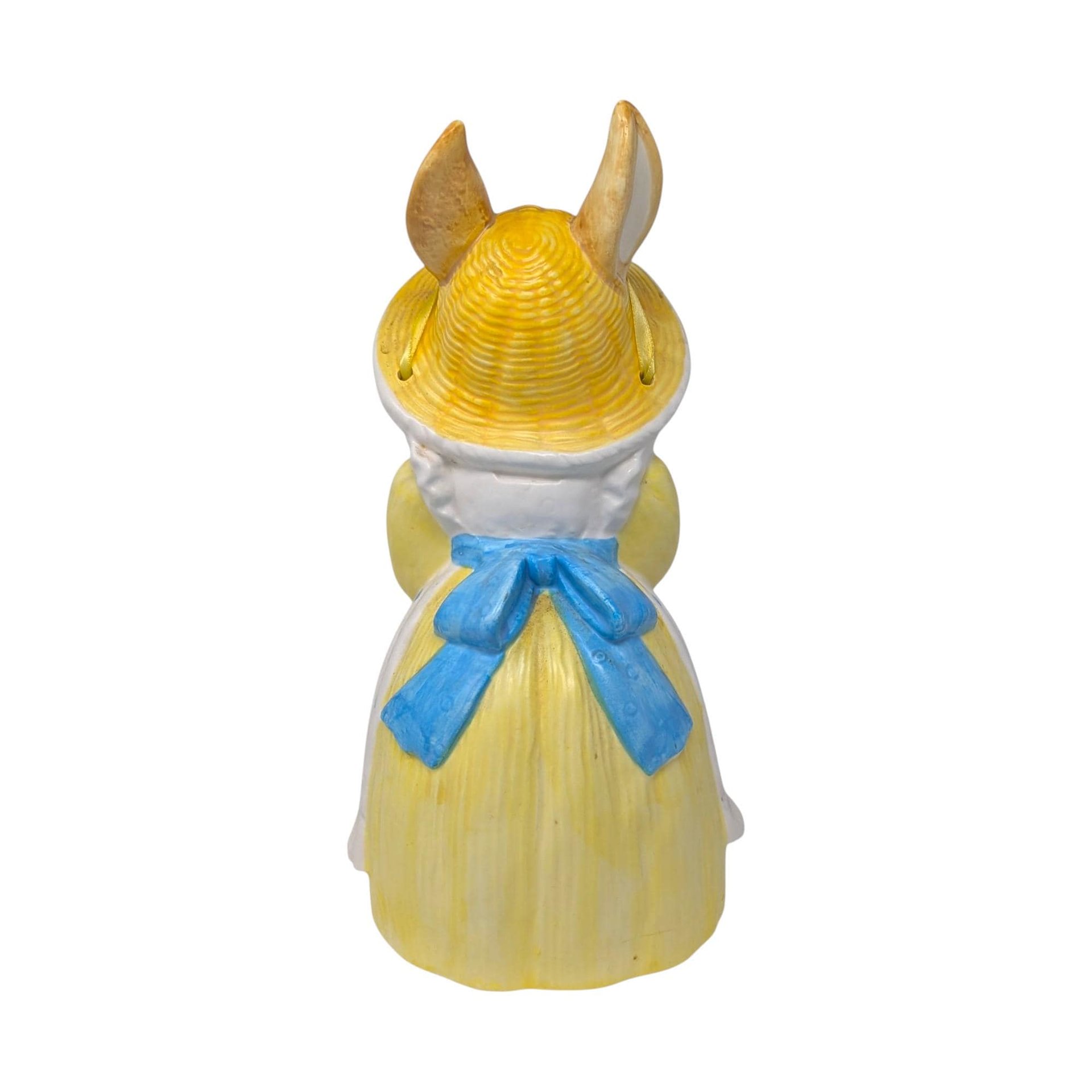 Vintage 1990s Dept 56 Rabbit Planter: Ceramic Bunny Figure in Bonnet