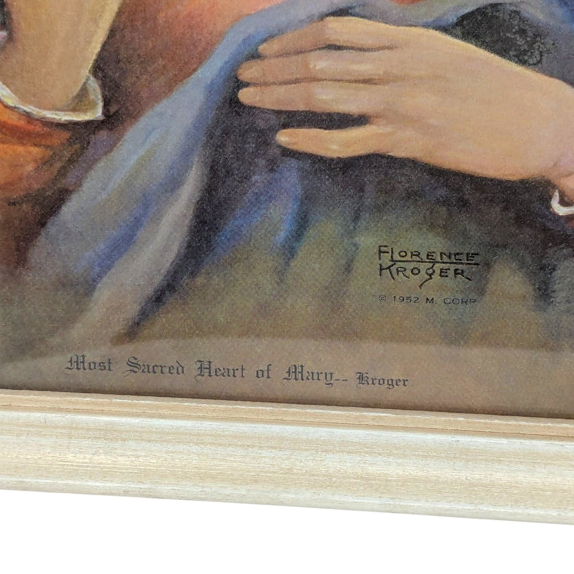 Vintage 1952 Sacred Heart Pair: Florence Kroger Jesus and Mary Wall Hangings