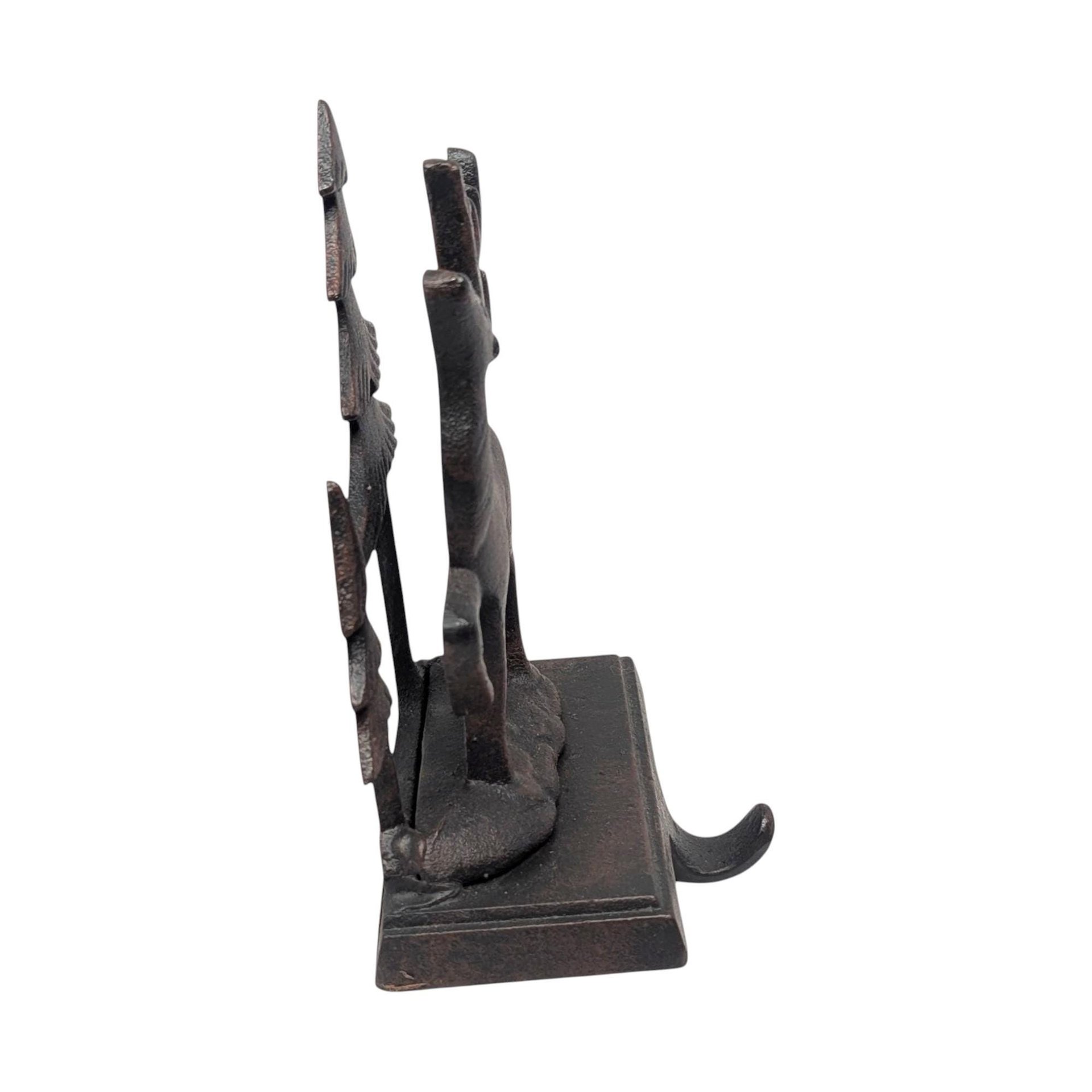 Cast Iron Reindeer Stocking Holders: Vintage Christmas Mantel Pair