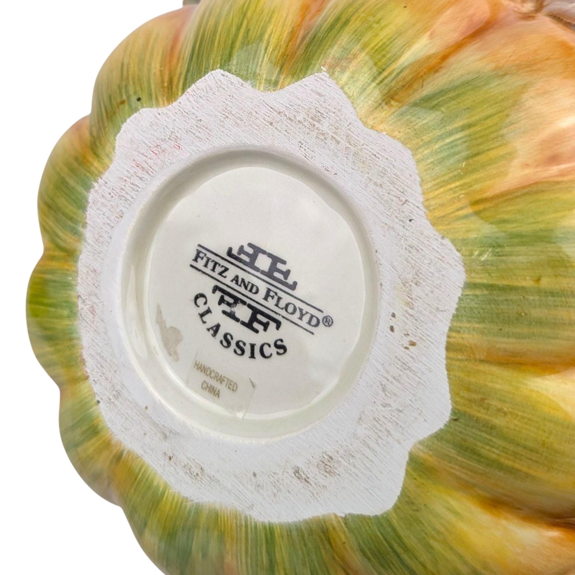 Vintage 1991 Fitz and Floyd Autumn Splendor Pitcher: Ceramic Pumpkin Vase