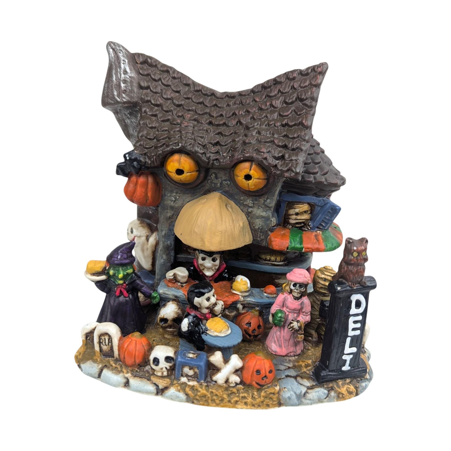 Vintage Light-Up Halloween Village Deli: Spooky Town Monster Figurine
