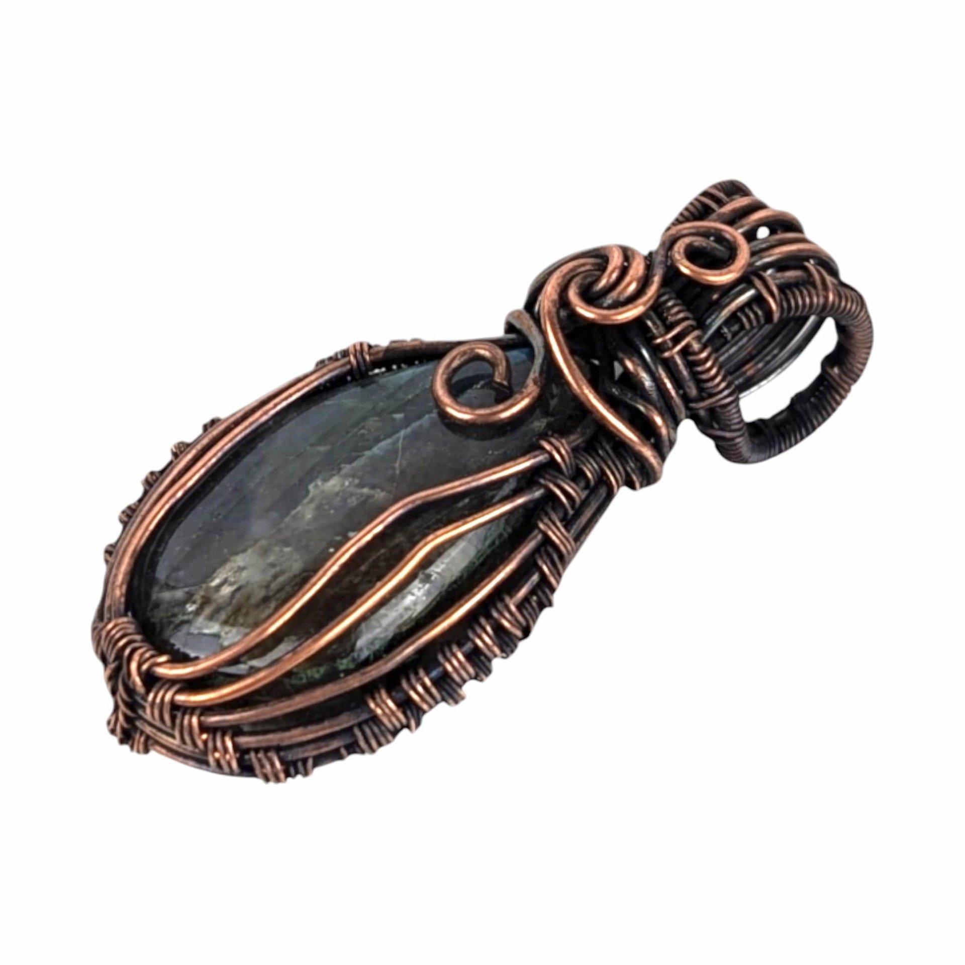 Copper Wire Wrapped Labradorite Pendant: Handmade Gemstone Necklace