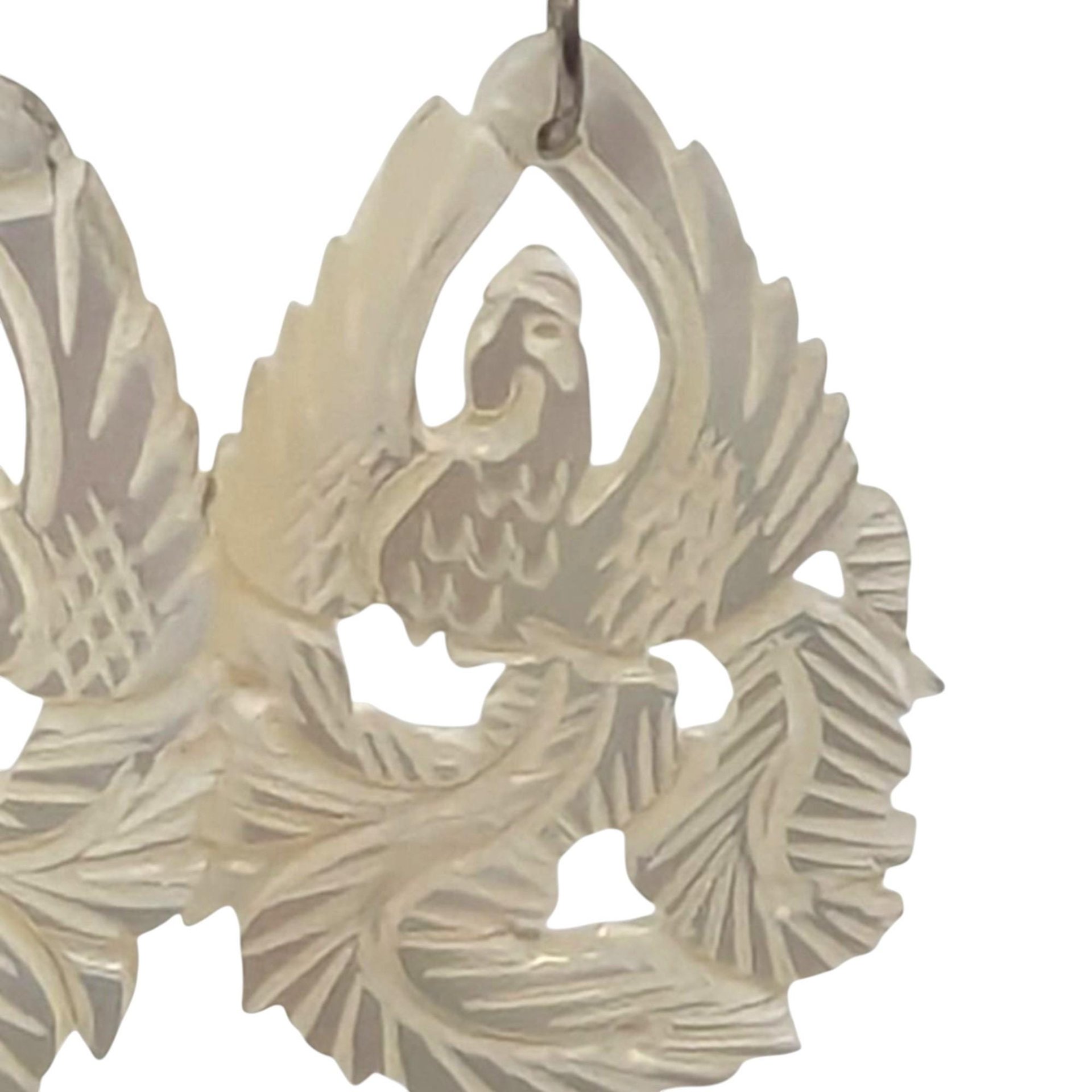 Vintage Carved Shell Bird Earrings: Mother of Pearl Clip On Dangles