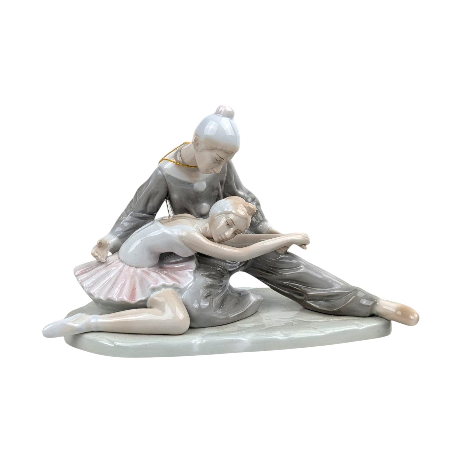 Vintage 1980s Paul Sebastian Figurine: Porcelain Pierrot and Ballerina Statue