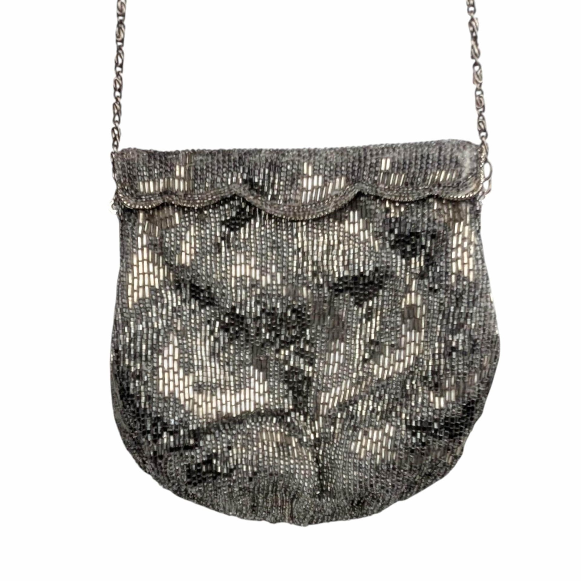Vintage La Regale Silver Beaded Purse: Mid-Century Evening Bag