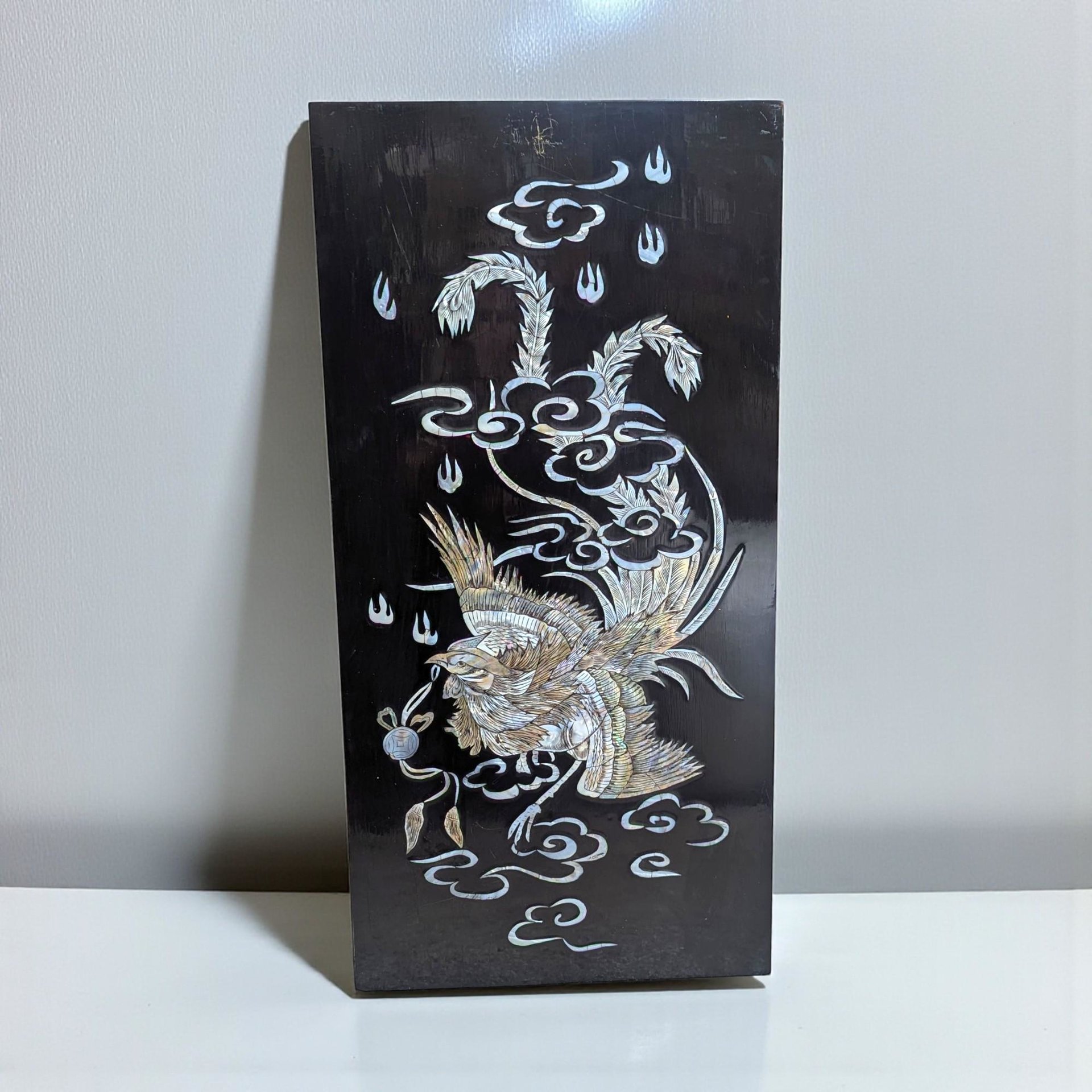 Set of 4 Vintage Korean Abalone Panels: Four Auspicious Creatures Art