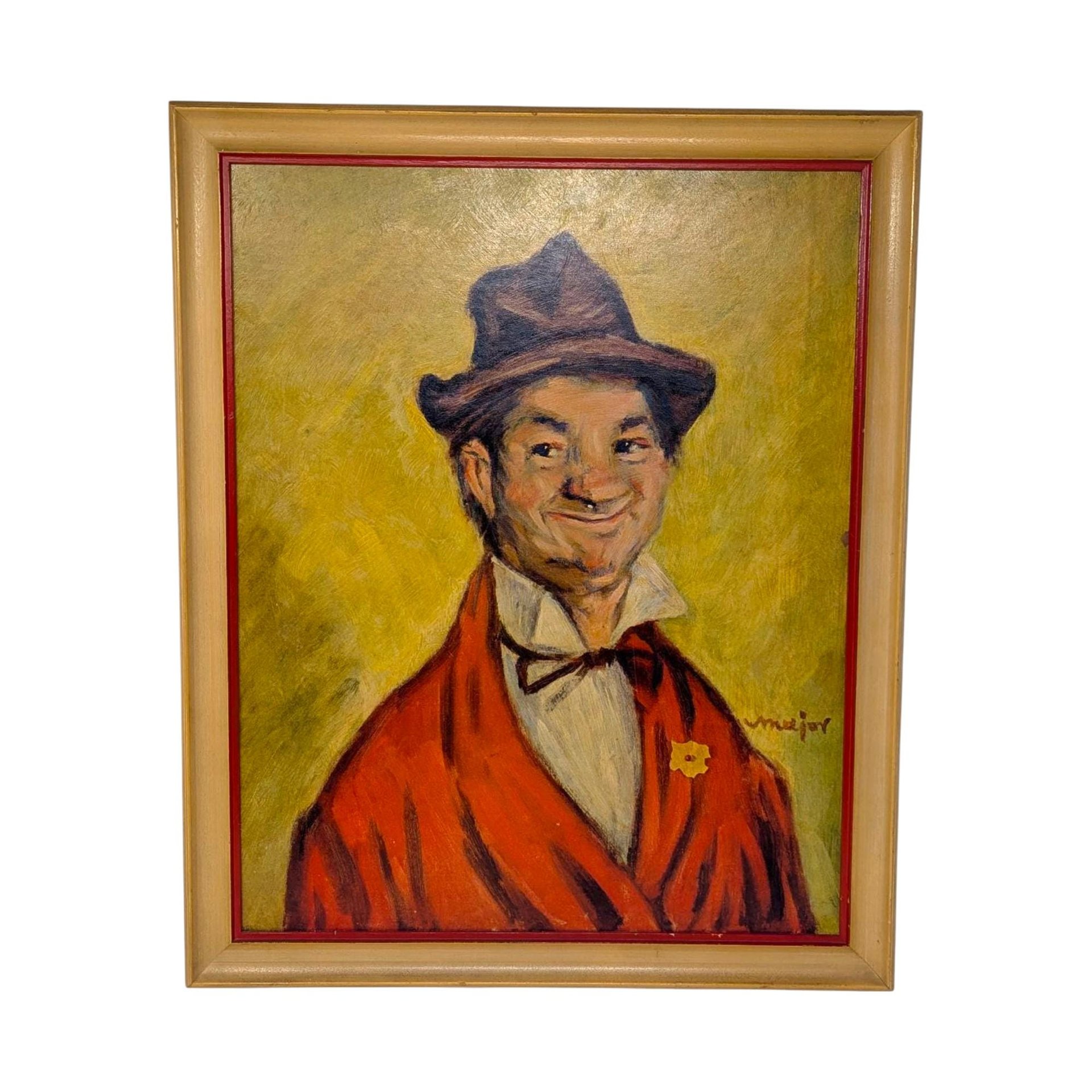 Vintage "Gay Philosopher" Print: Henry Major "Why Worry?" Framed Art