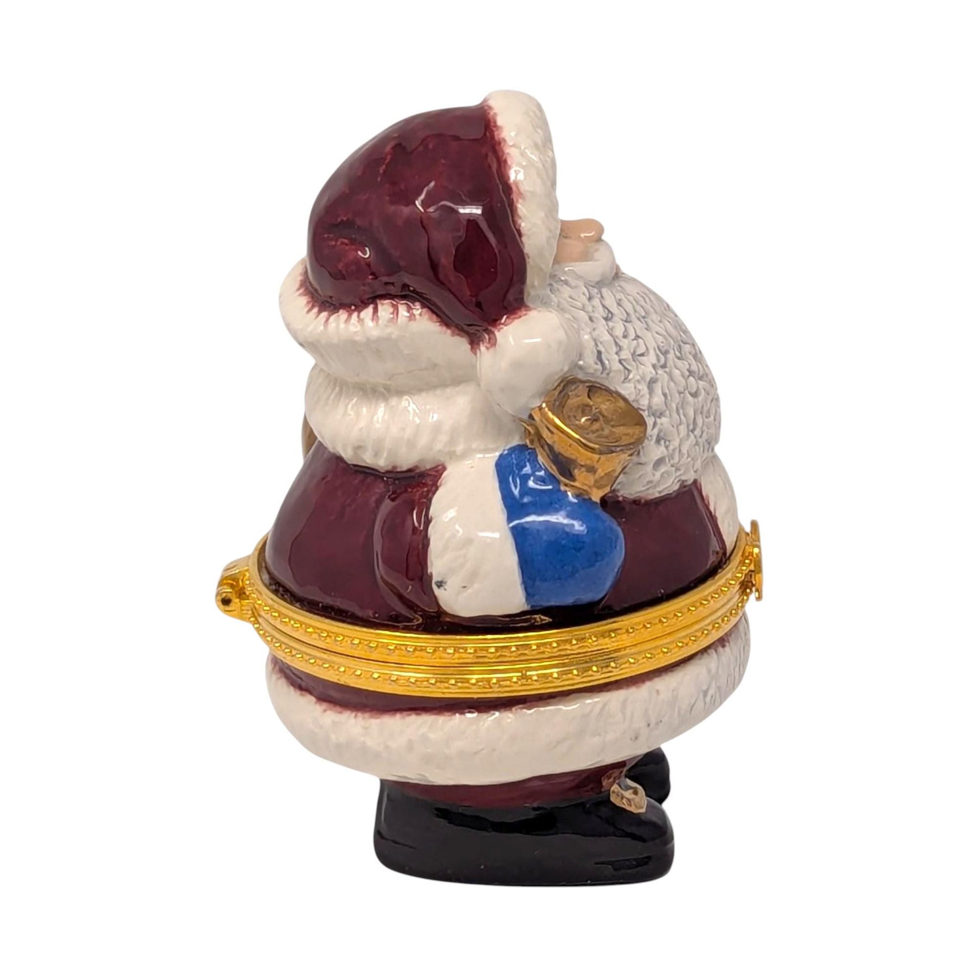 Vintage Santa Trinket Box: Ceramic Hinged Holiday Keepsake Box