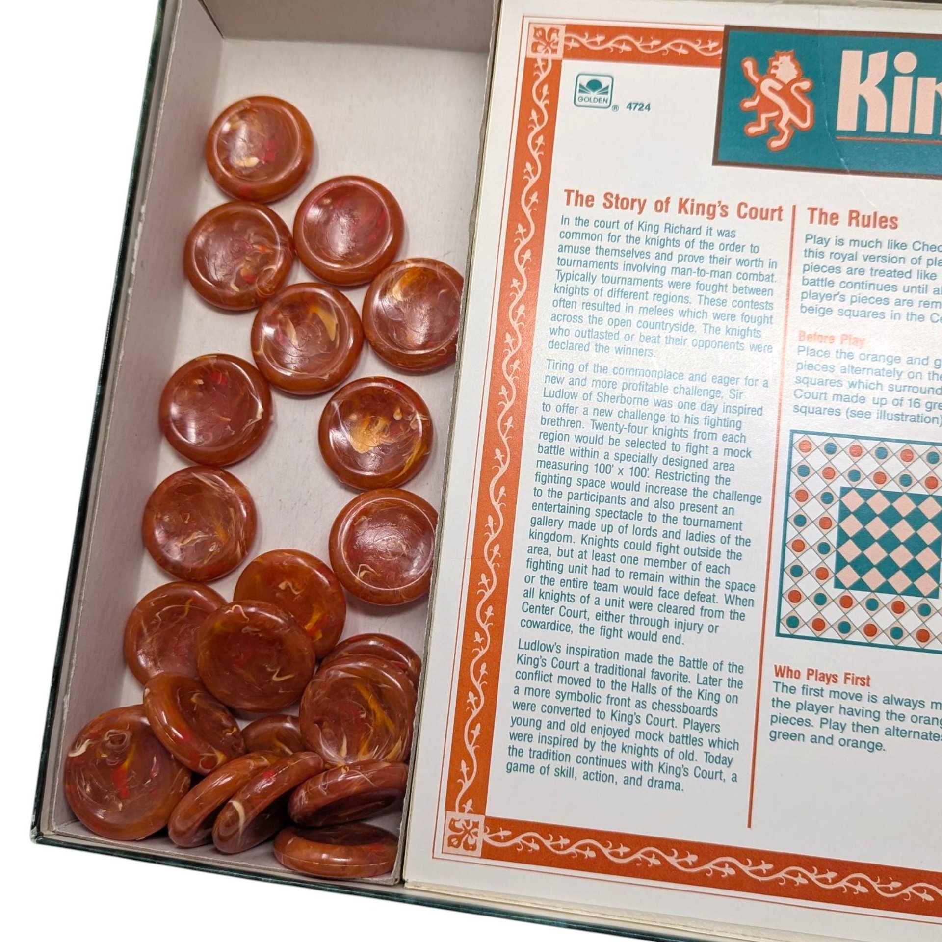 Vintage 1989 King's Court Game: Golden Supercheckers Strategy Game