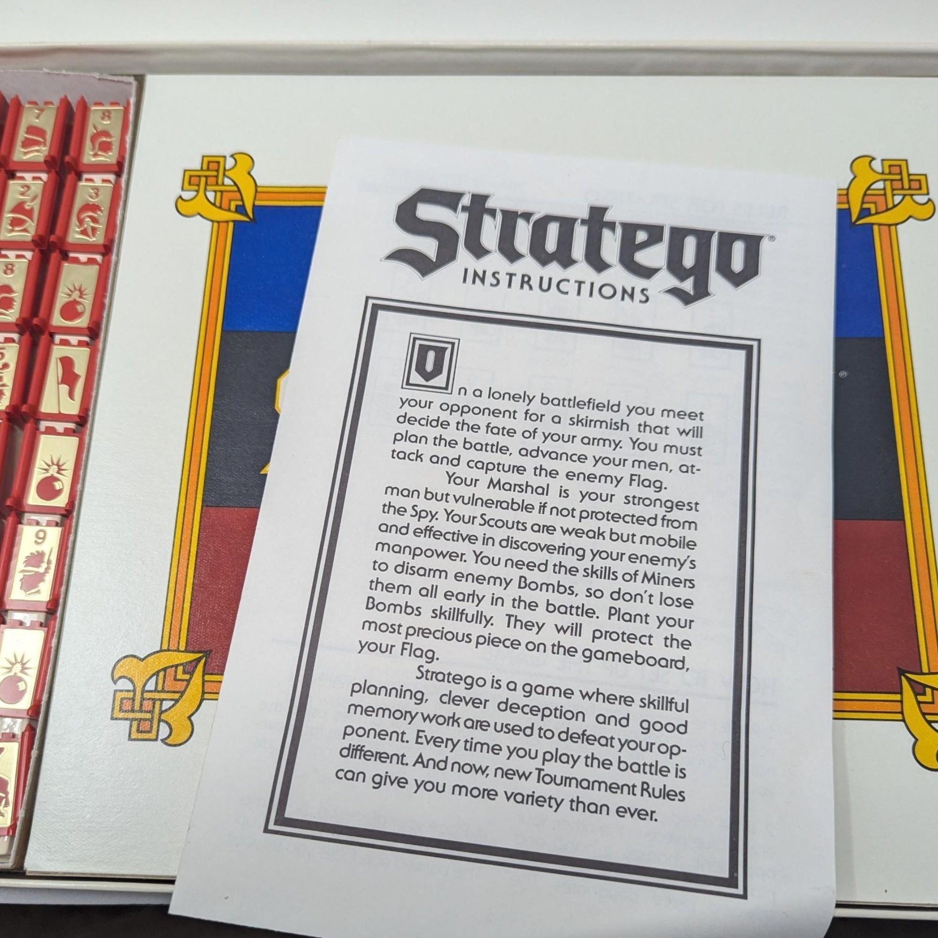 Vintage 1986 Stratego Board Game: Milton Bradley Battlefield Strategy