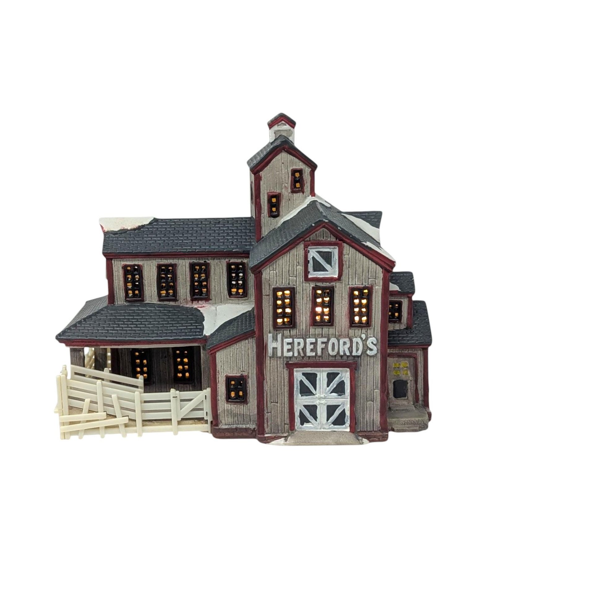 Vintage 1997 Lemax Hereford's Barn: Dickensvale Porcelain Lighted House