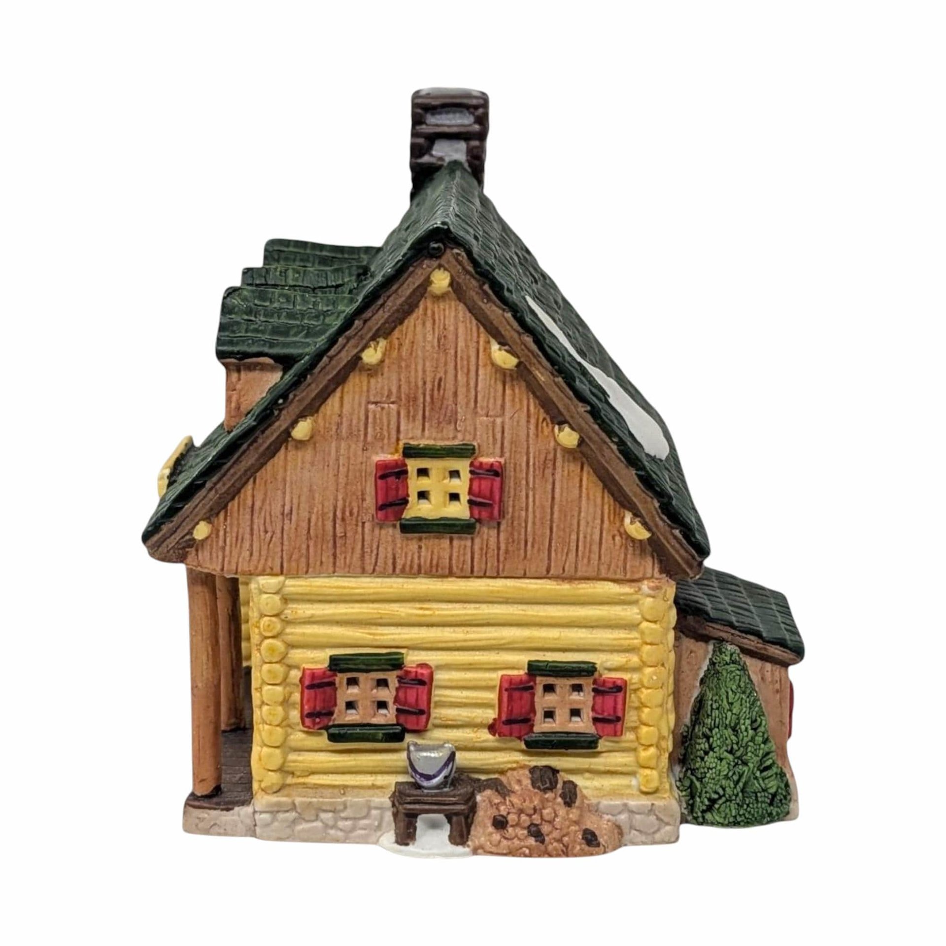 Vintage 1993 Lemax Log Cabin: Dickensvale Porcelain Lighted House