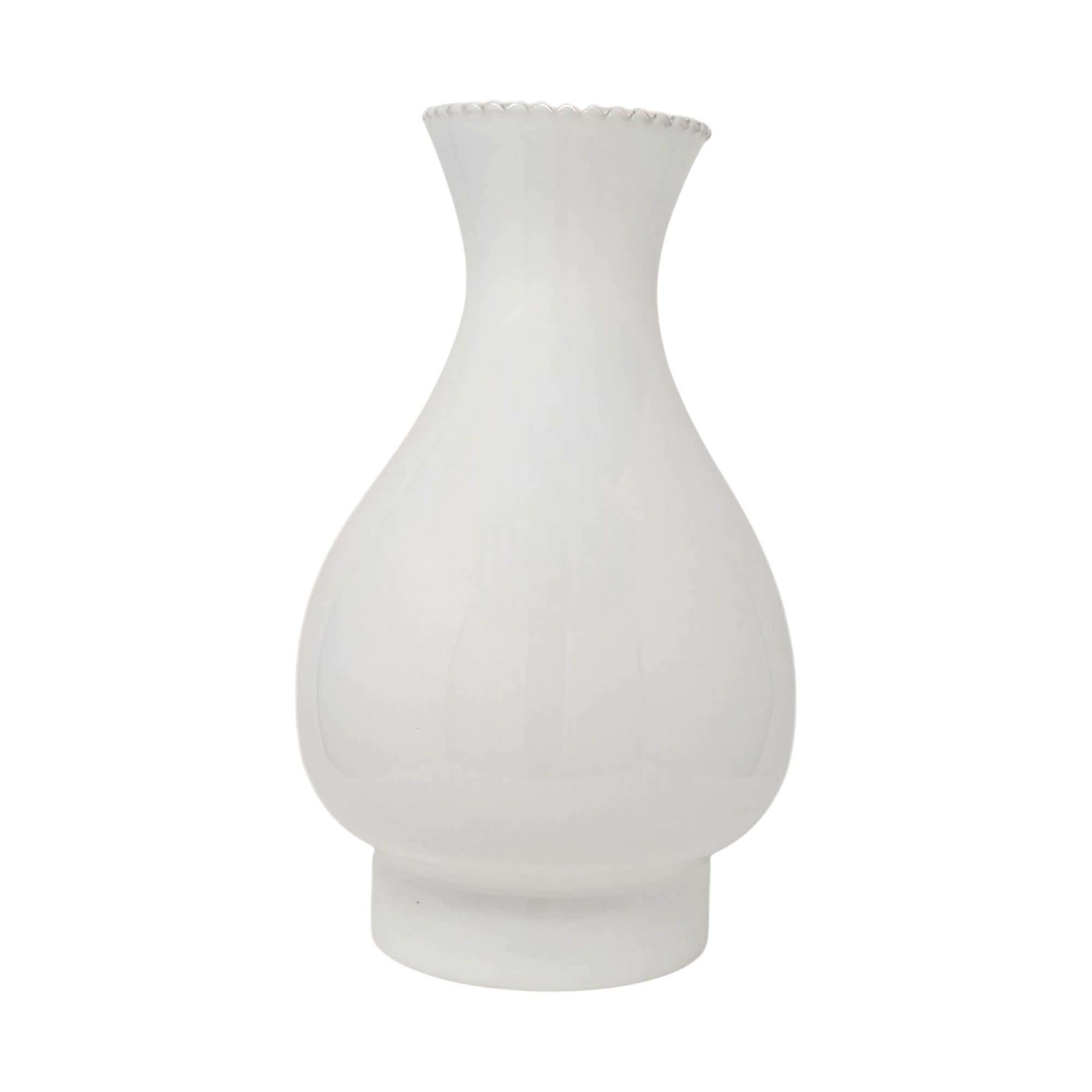 Vintage White Glass Lamp Shade: Crimped Edge Replacement Shape