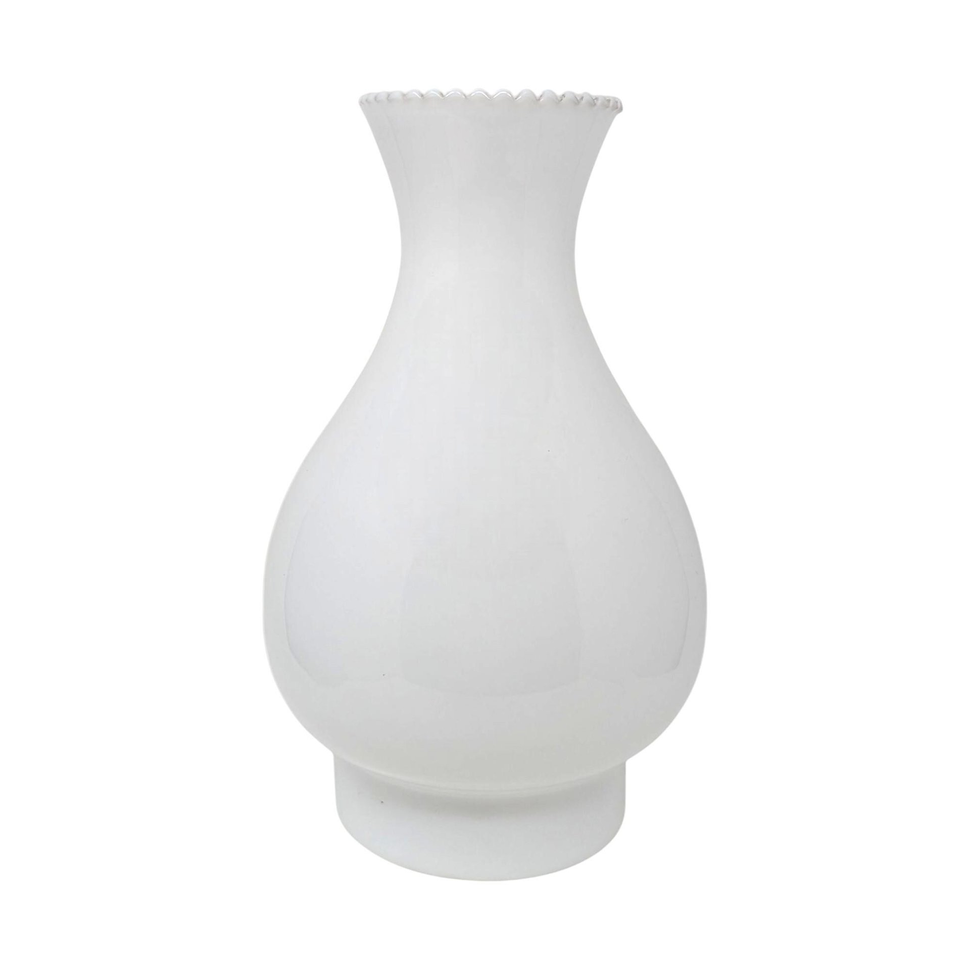 Vintage White Glass Lamp Shade: Crimped Edge Replacement Shape