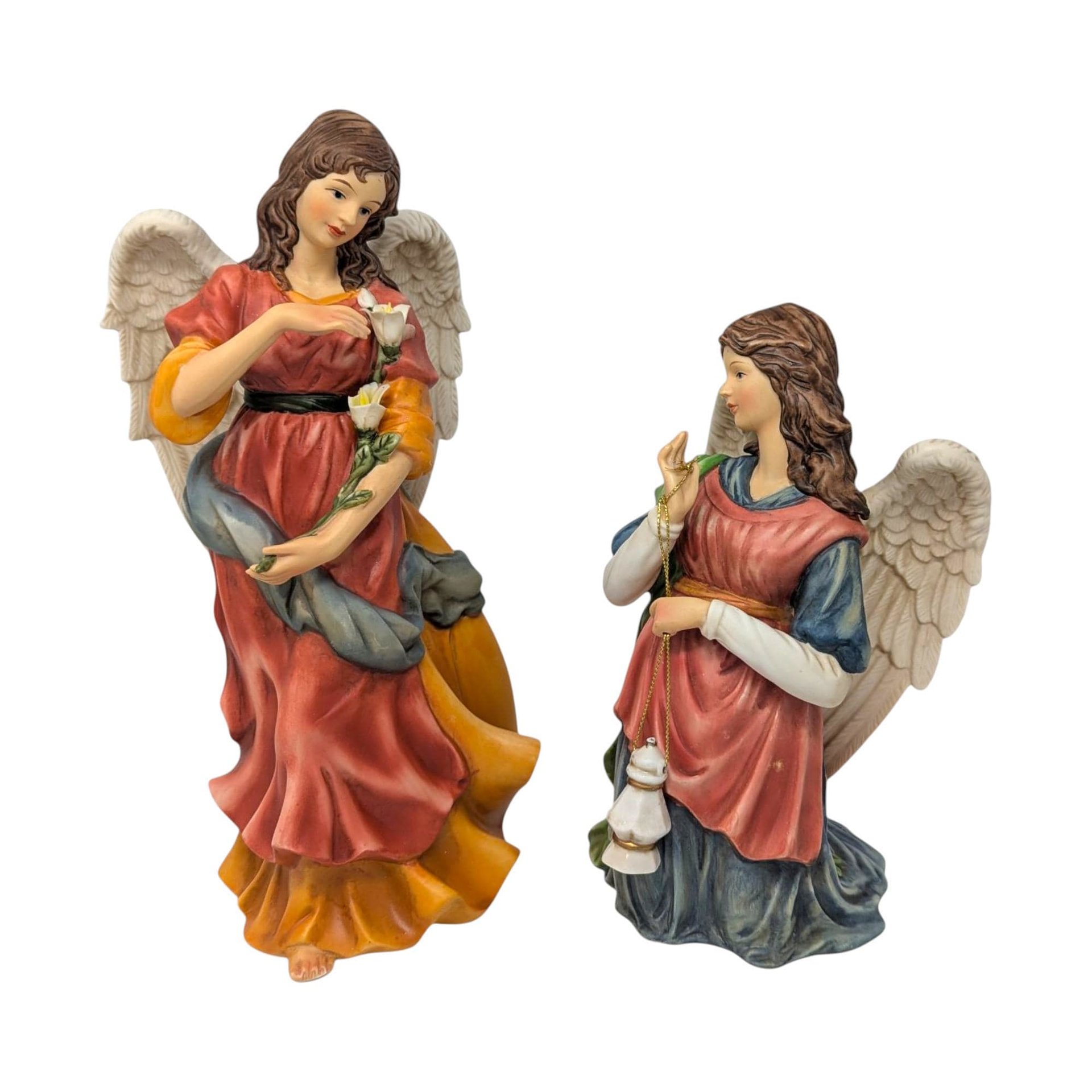 Vintage Grandeur Noel Nativity Angels: Set of 2 Ceramic Christmas Figures