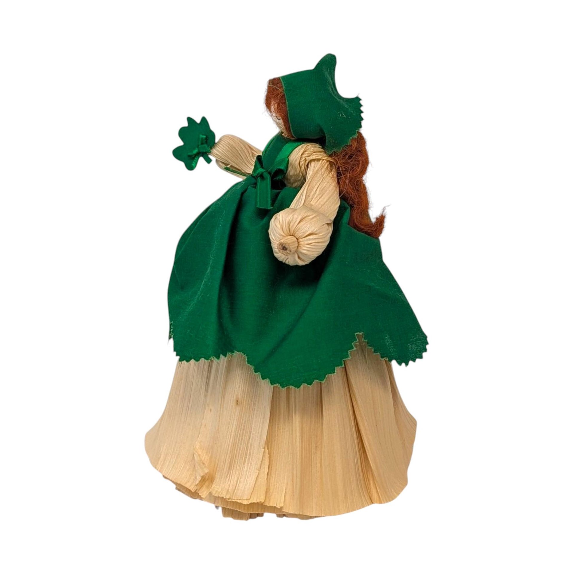 Vintage Corn Husk Irish Doll: St. Patrick's Day Folk Art Figure