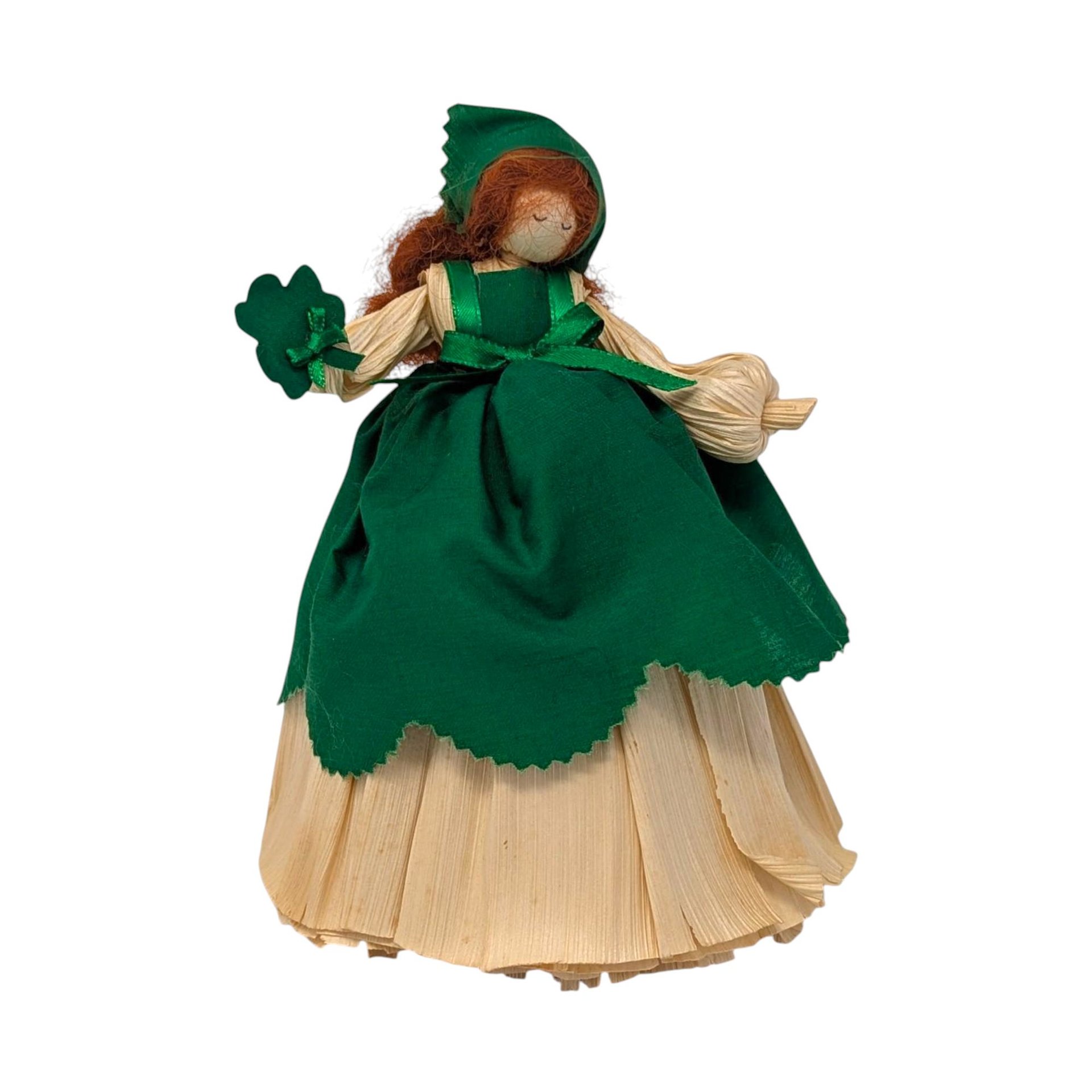 Vintage Corn Husk Irish Doll: St. Patrick's Day Folk Art Figure