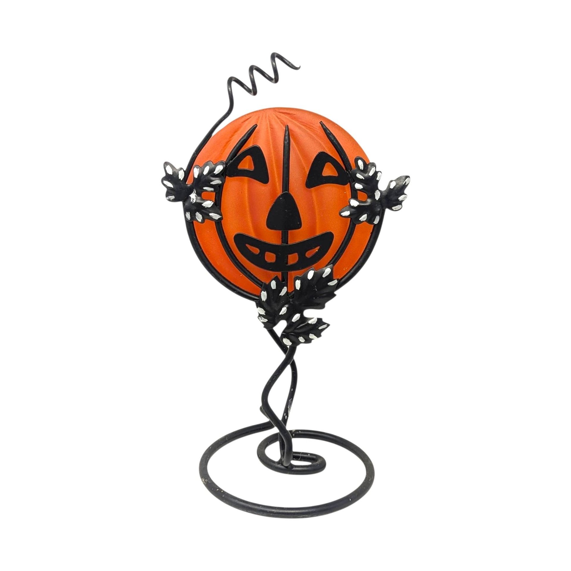 Vintage Dept 56 Jack-O'-Lantern Votive Holder: Glass Pumpkin Metal Stand