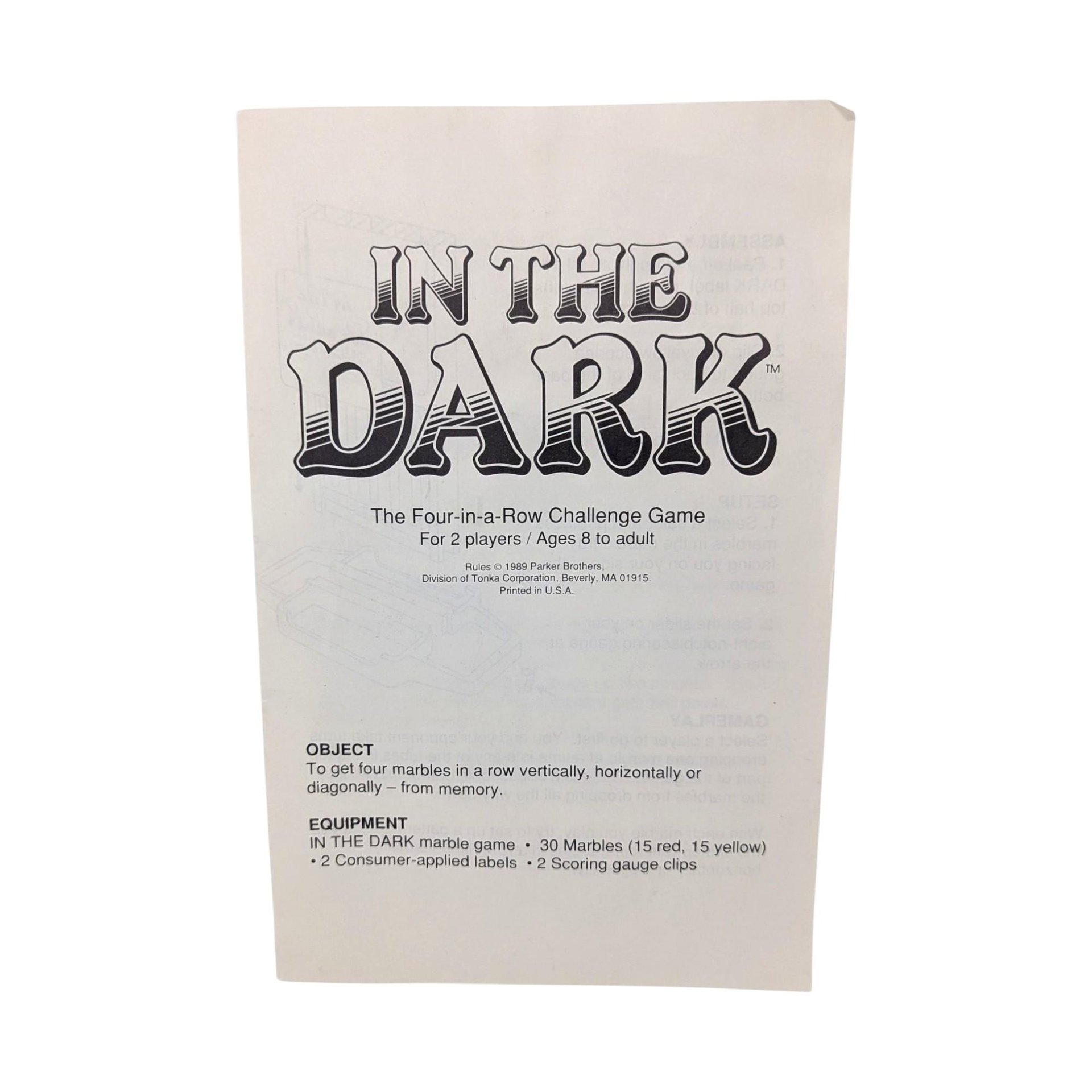 Vintage 1989 In The Dark Game: Parker Brothers Four-in-a-Row Challenge