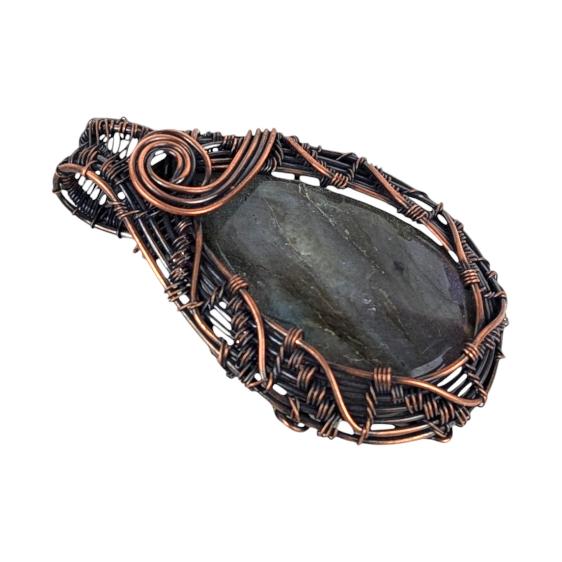 Labradorite Copper Pendant: Handmade Wire Wrapped Gemstone Jewelry