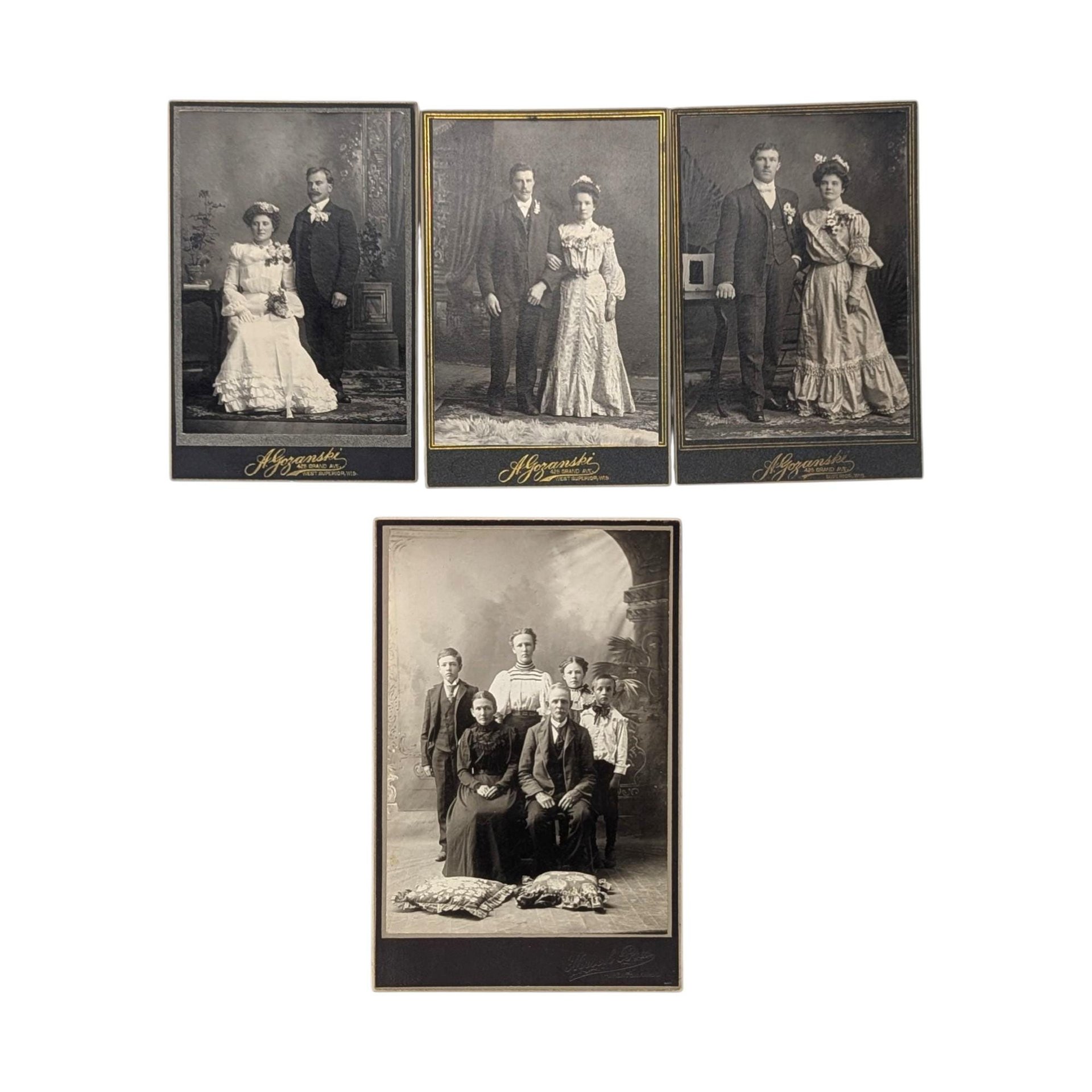 Gozanski Cabinet Card Set: 4 Vintage Superior WI Portraits