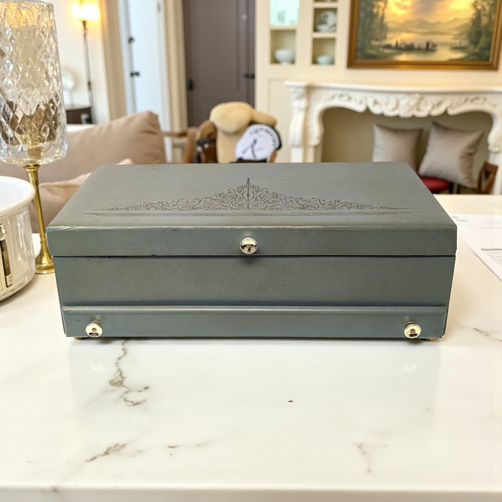 Vintage Lady Buxton Jewelry Box: Large Blue Green Organizer