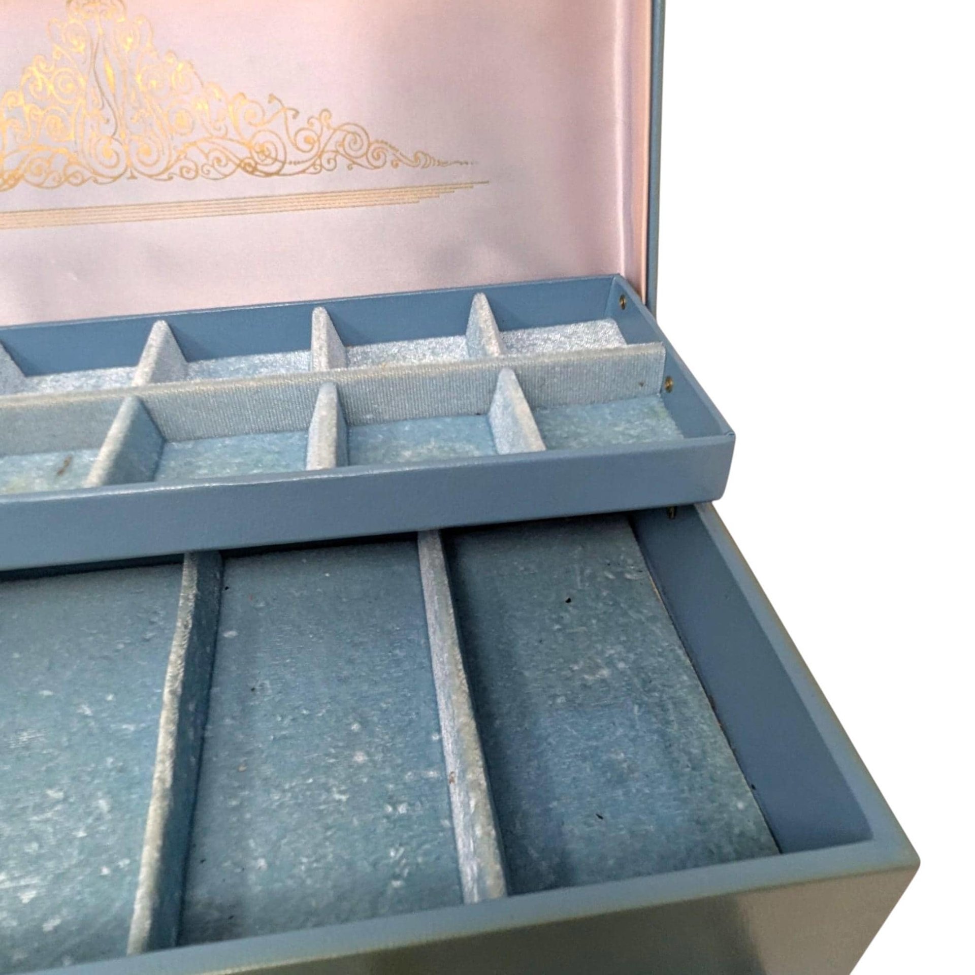 Vintage Lady Buxton Jewelry Box: Large Blue Green Organizer