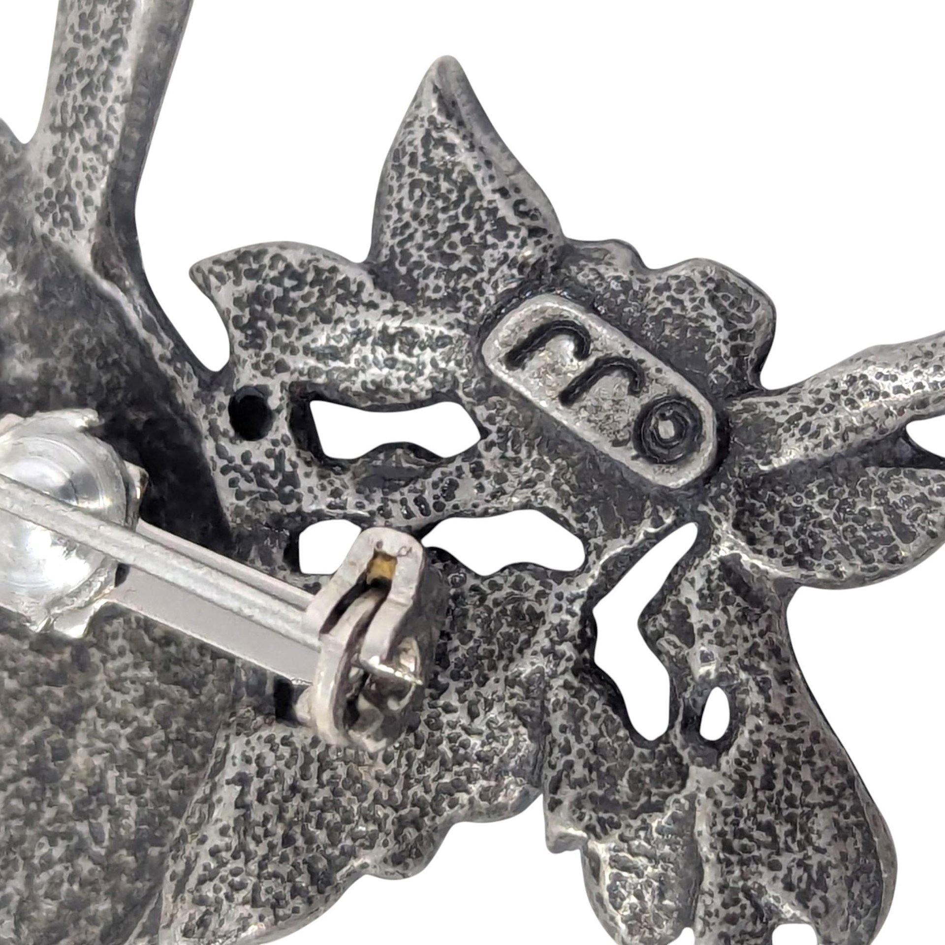 Vintage 1980s JJ Cardinal Brooch: Jonette Jewelry Silver Tone Bird Pin