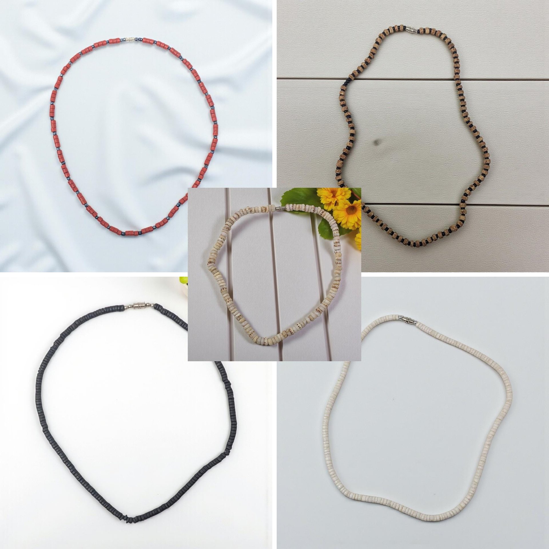 Vintage 1990s Puka Shell Choker: Your Choice of 90s Surfer Heishi Necklace