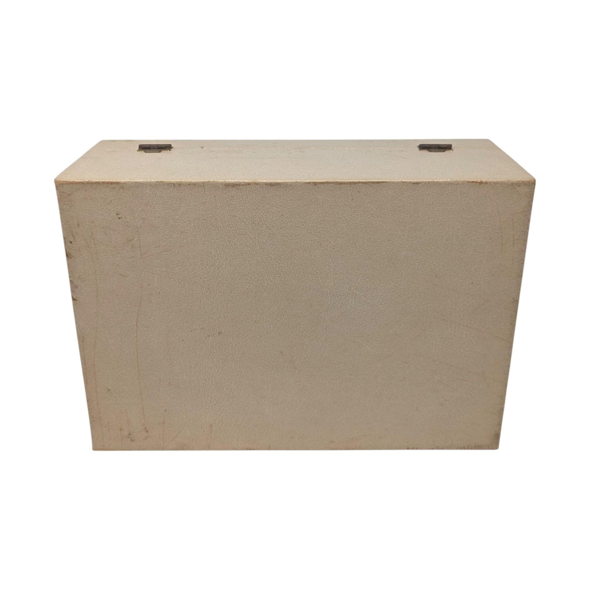 Vintage 1960s Cream Jewelry Box: Cantilever Storage Case with Red Interior