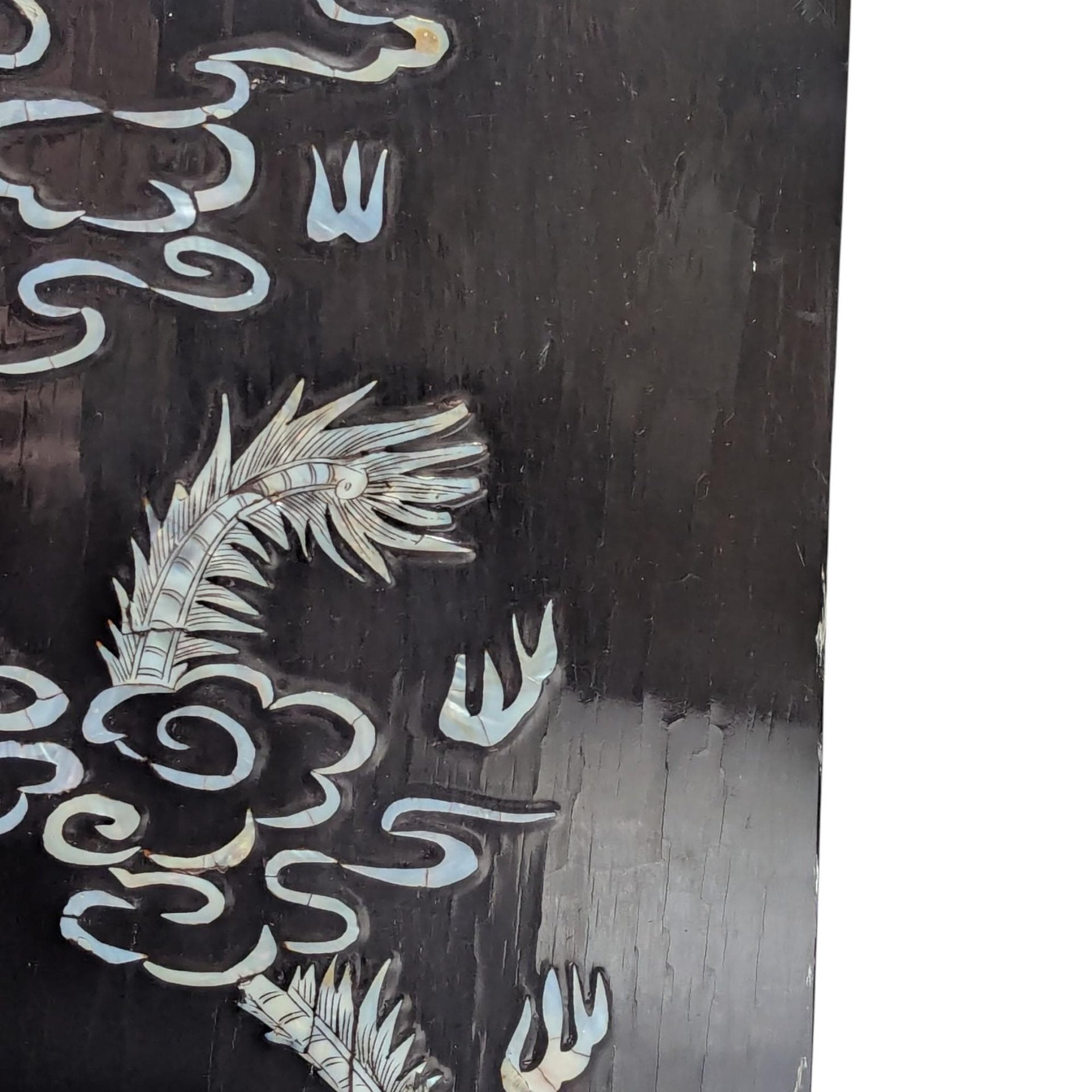 Set of 4 Vintage Korean Abalone Panels: Four Auspicious Creatures Art