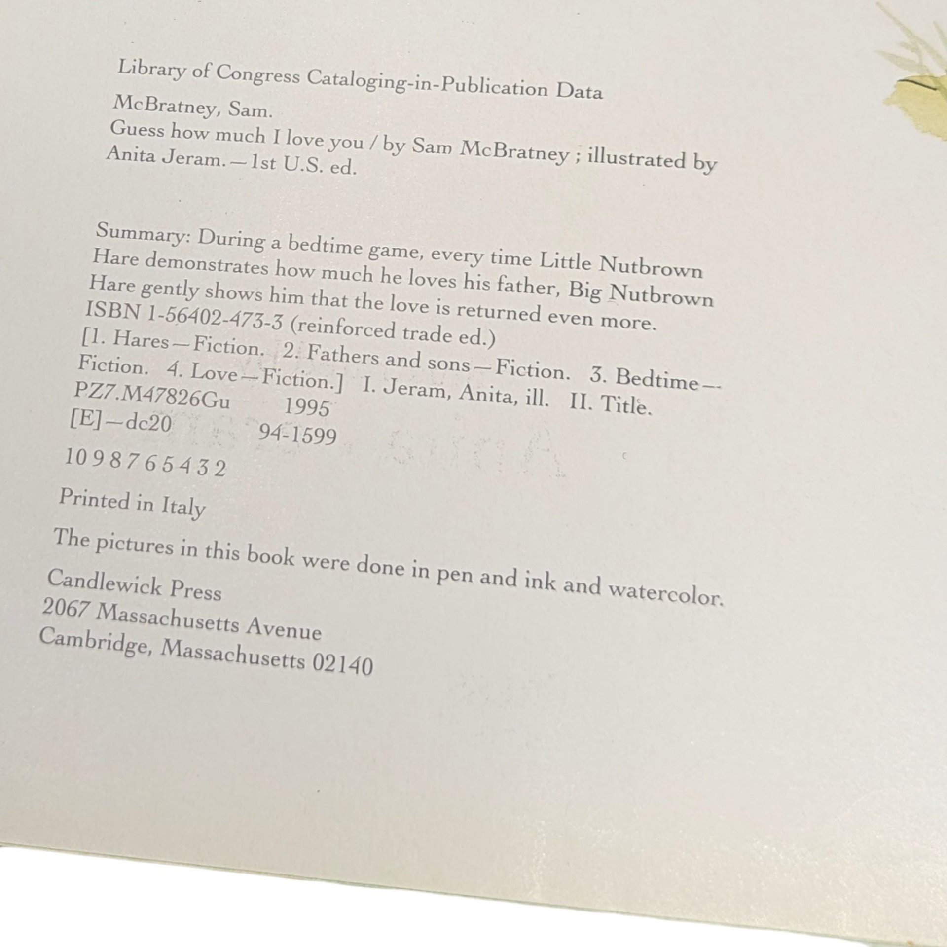 Vintage 1995 Guess How Much I Love You: Sam McBratney Hardcover Book