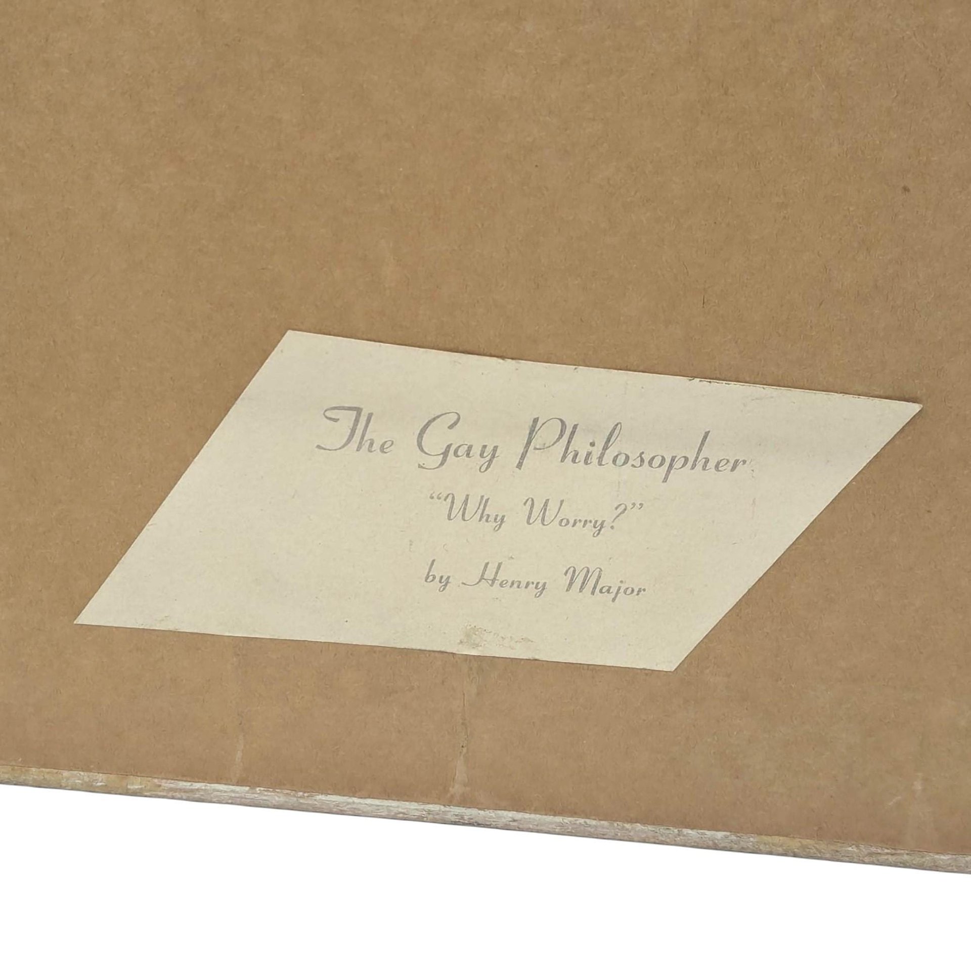 Vintage "Gay Philosopher" Print: Henry Major "Why Worry?" Framed Art