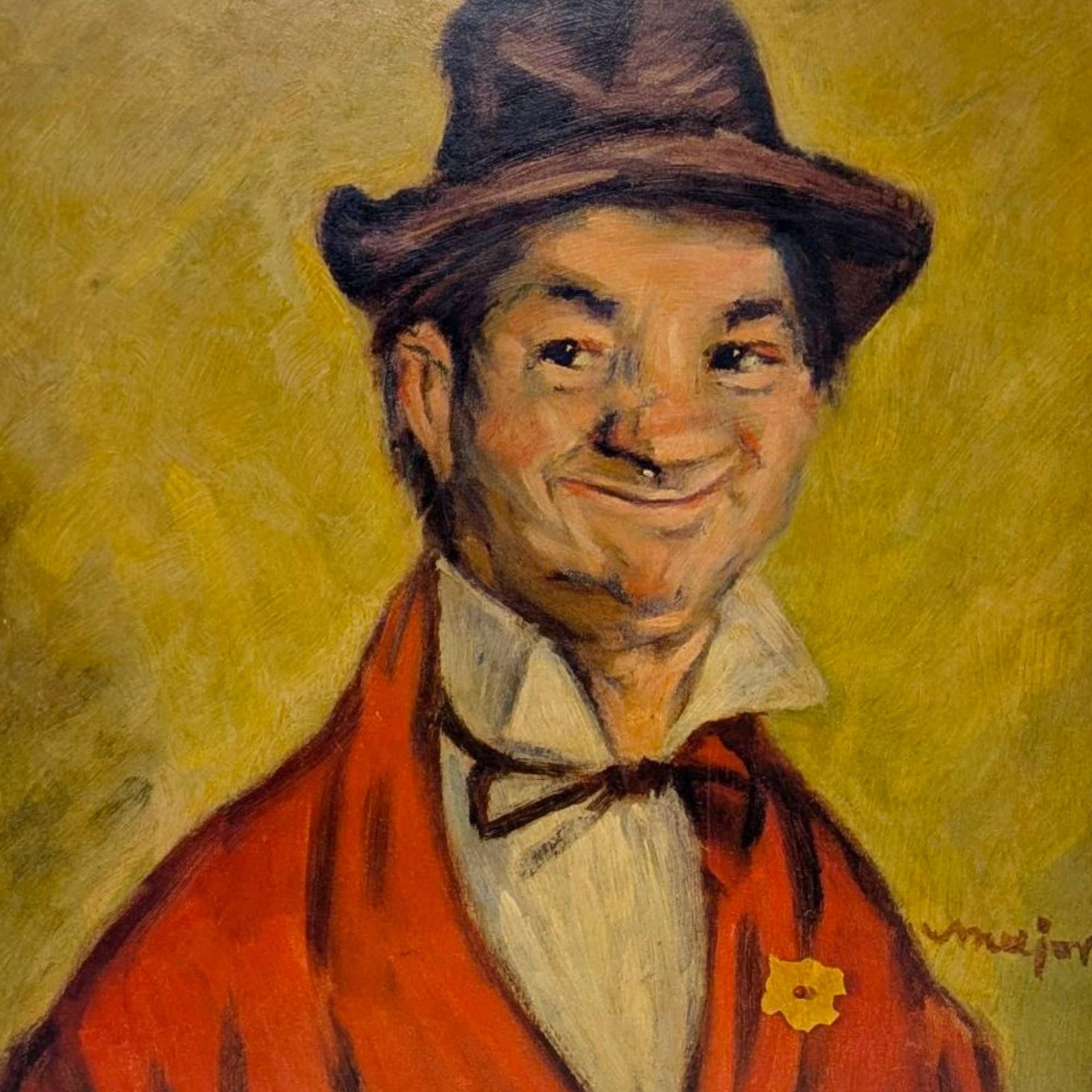 Vintage "Gay Philosopher" Print: Henry Major "Why Worry?" Framed Art