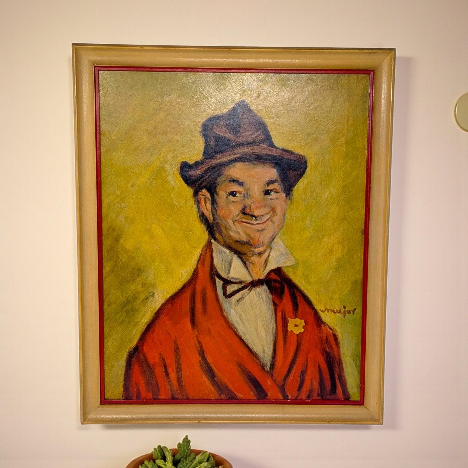 Vintage "Gay Philosopher" Print: Henry Major "Why Worry?" Framed Art