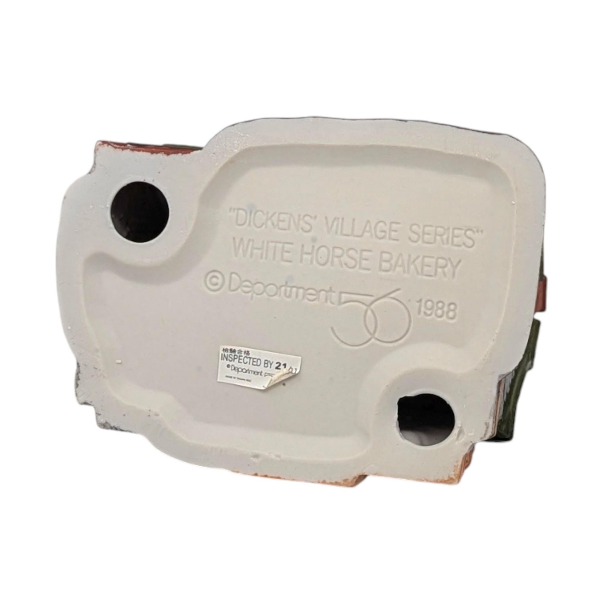 Vintage 1988 "White Horse Bakery" House: Dept 56 Dickens' Village Collectible