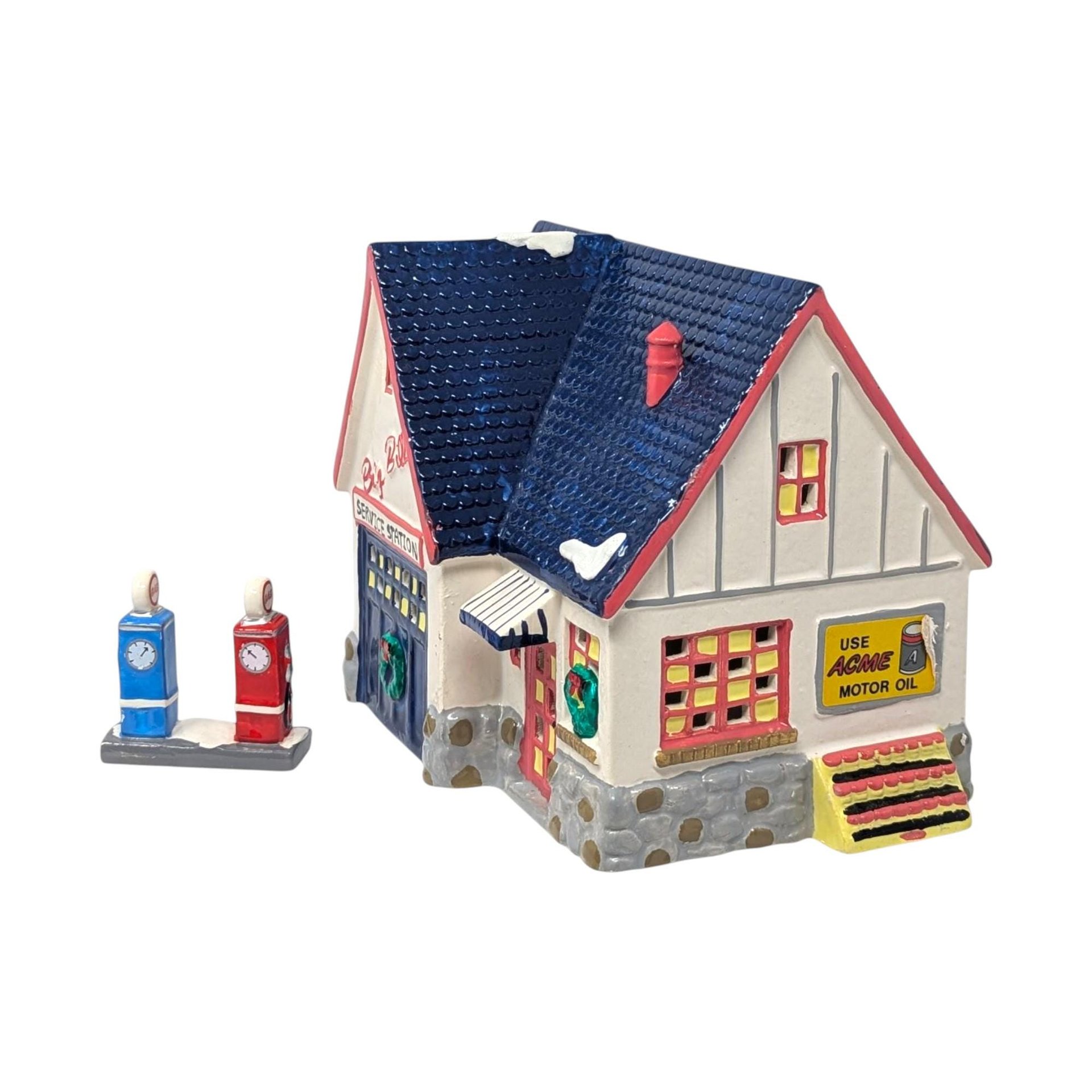 Vintage 1989 Dept 56 Big Bill's Service Station: Snow Village 5128-4 Ceramic House