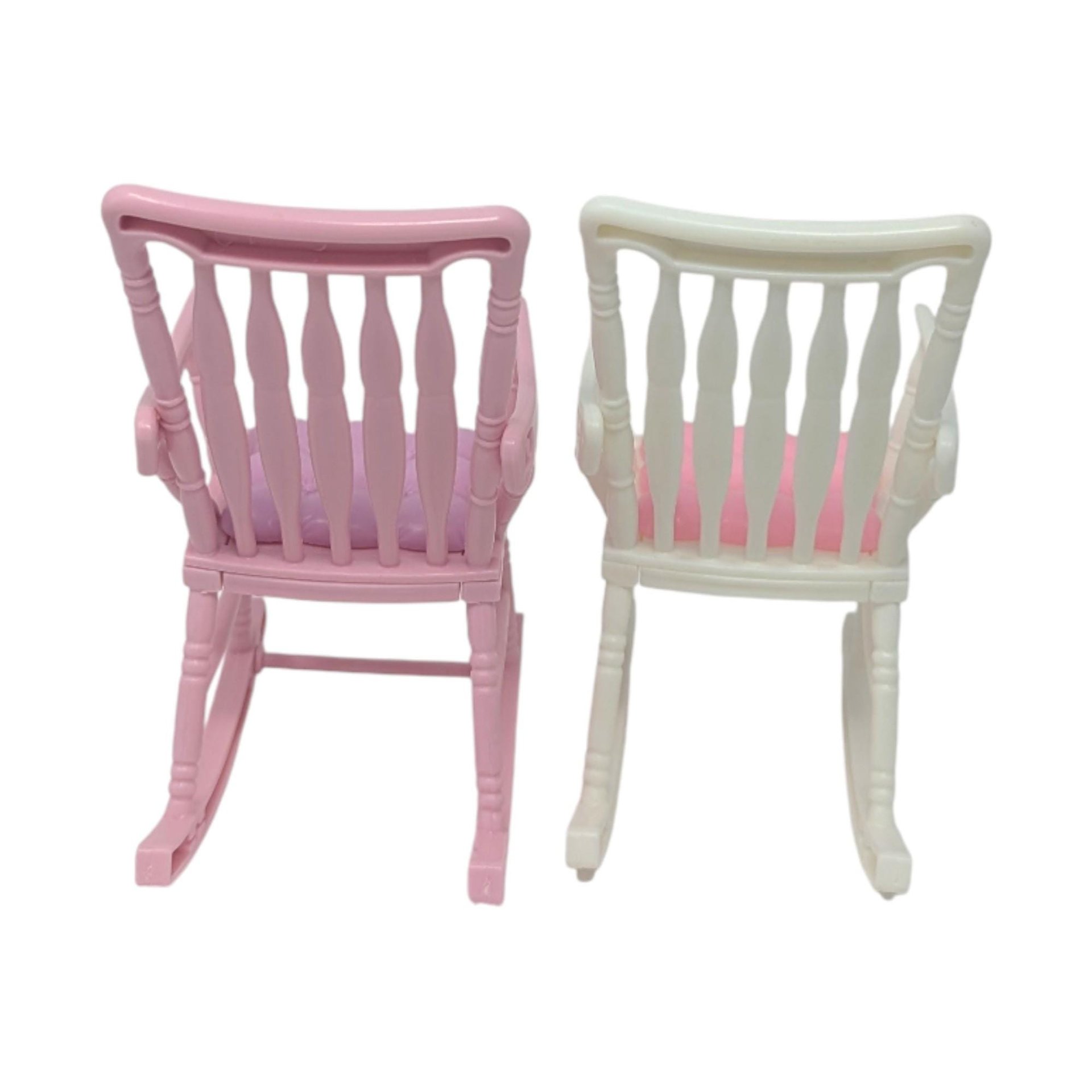 1997 Mattel Barbie Dollhouse Rocking Chair Pair: Pink and White Nursery Furniture
