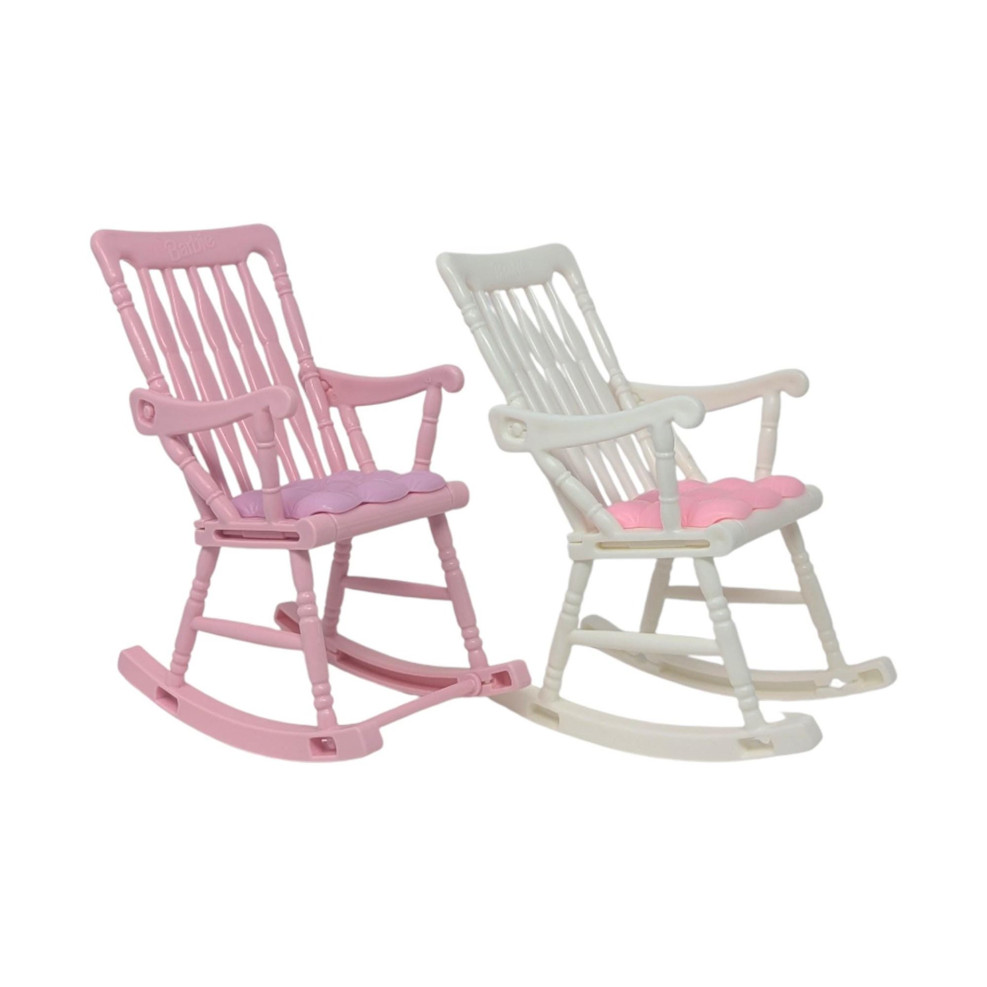 1997 Mattel Barbie Dollhouse Rocking Chair Pair: Pink and White Nursery Furniture
