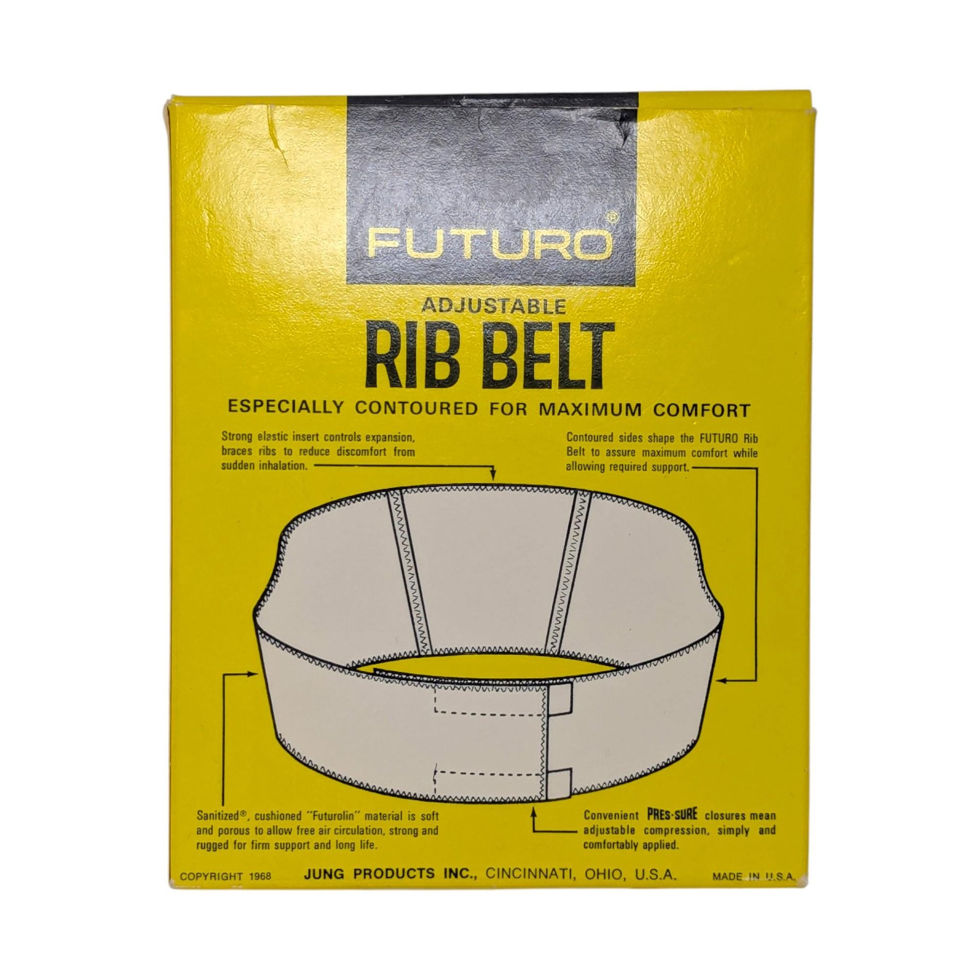 Vintage 1968 Futuro Adjustable Rib Belt: Unused Medical Collectible in Original Box