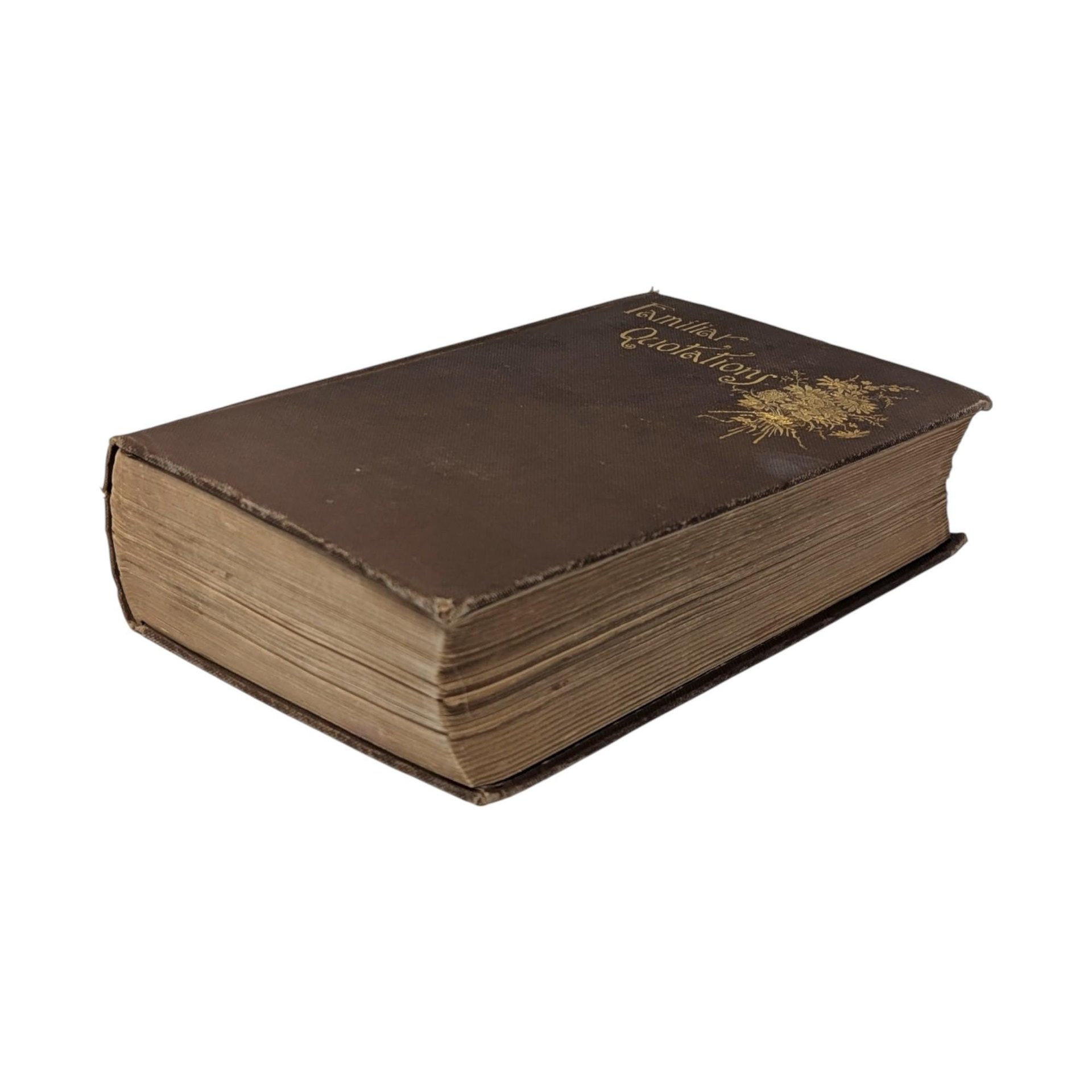 Antique Bartlett's Familiar Quotations Book: Antique Brown Cloth Decorative Gilt Spine