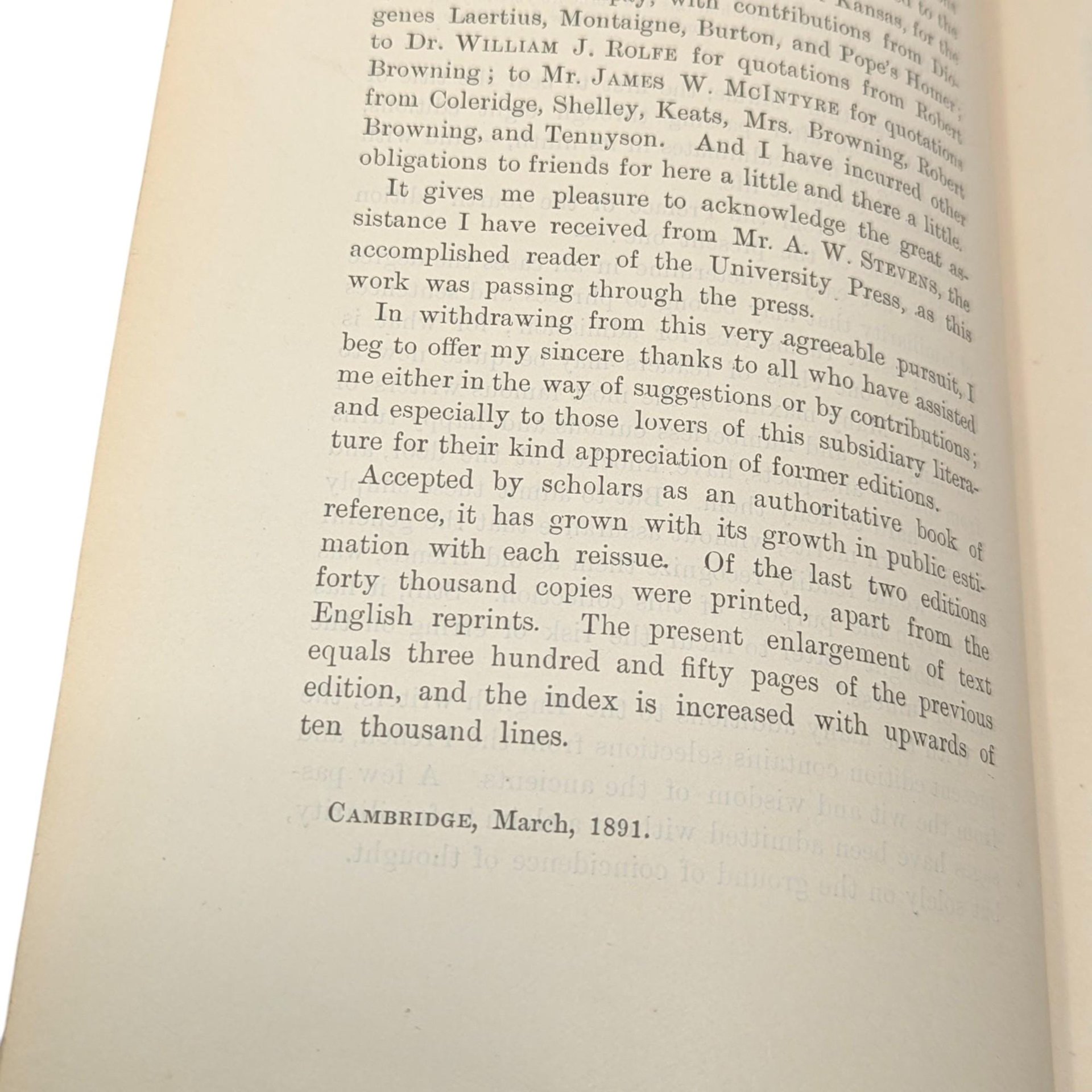 Antique Bartlett's Familiar Quotations Book: Antique Brown Cloth Decorative Gilt Spine
