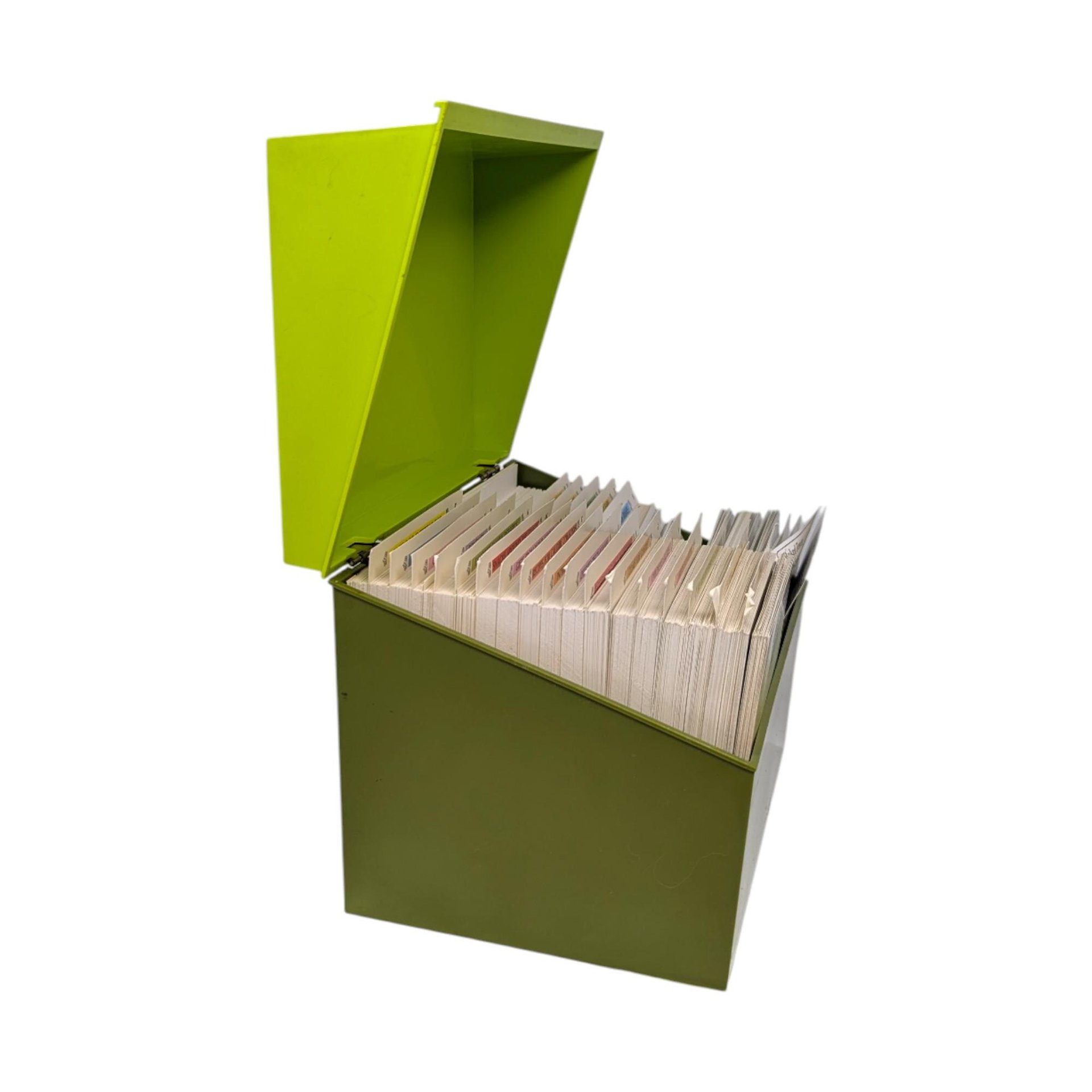 Vintage 1970 Betty Crocker Recipe Library: Green Plastic Box with Card Set