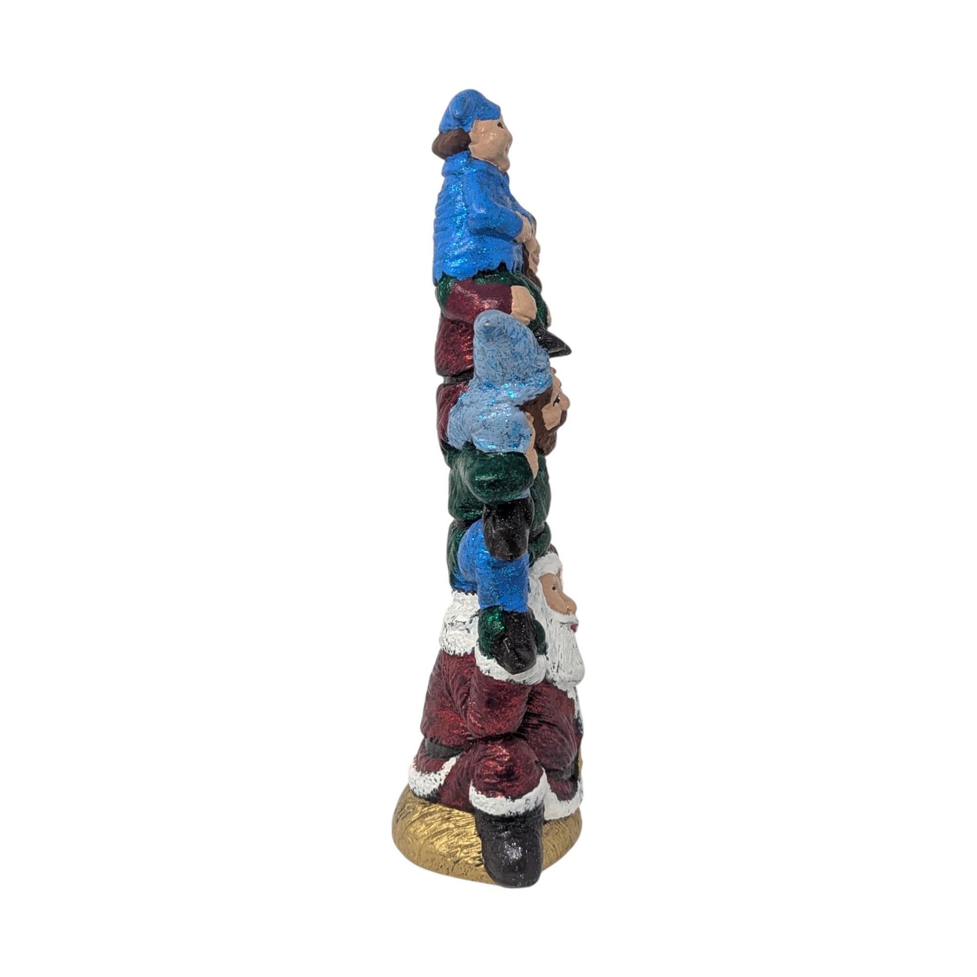 Vintage Ceramic Santa and Gnome Stack: Handpainted Christmas Totem Figurine