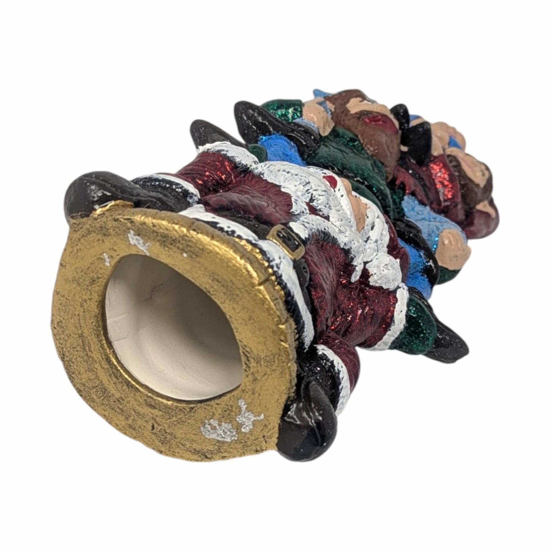 Vintage Ceramic Santa and Gnome Stack: Handpainted Christmas Totem Figurine