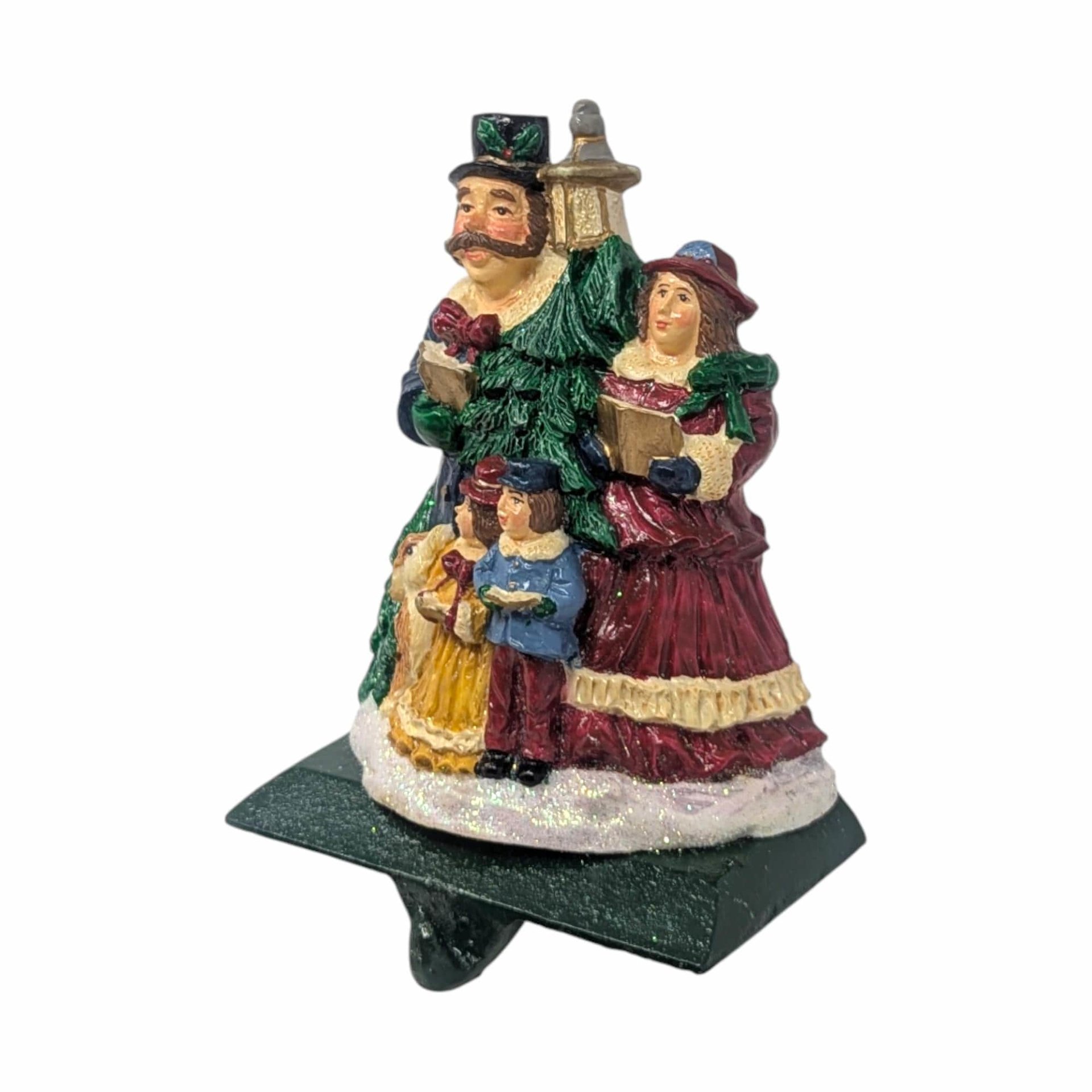 Vintage Village Carolers Family Stocking Holder: Resin Victorian Christmas Mantle Decor