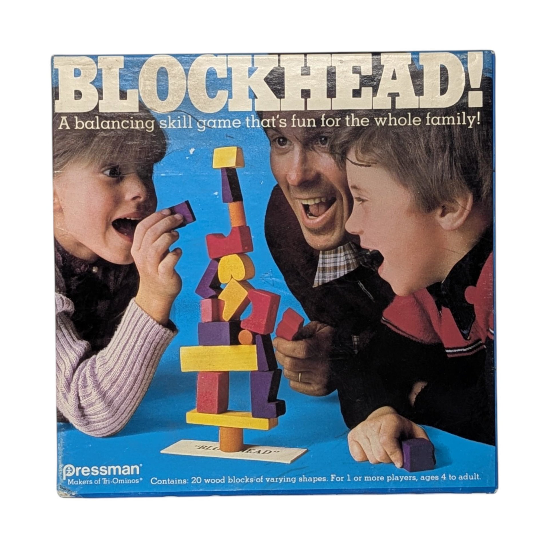Vintage 1982 Blockhead! Game: Pressman Balancing Skill Toy Complete