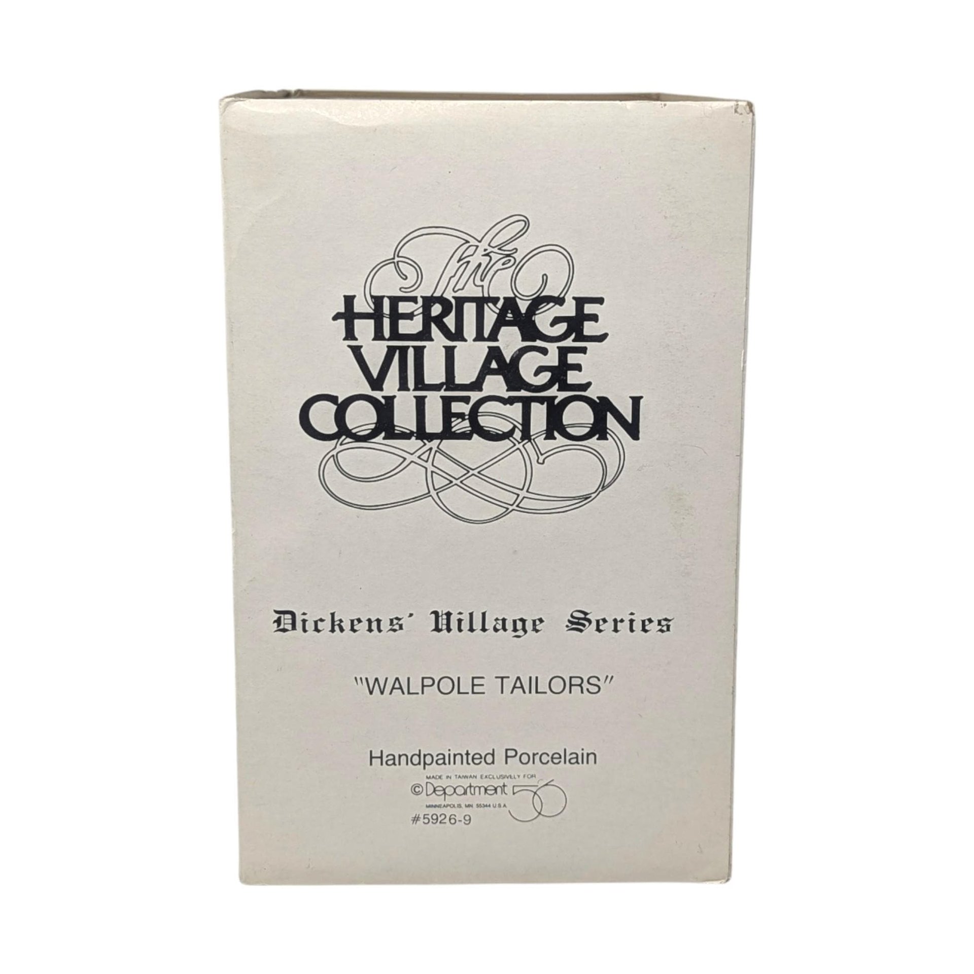 Vintage 1988 Walpole Tailors: Dept 56 Dickens Village Shop